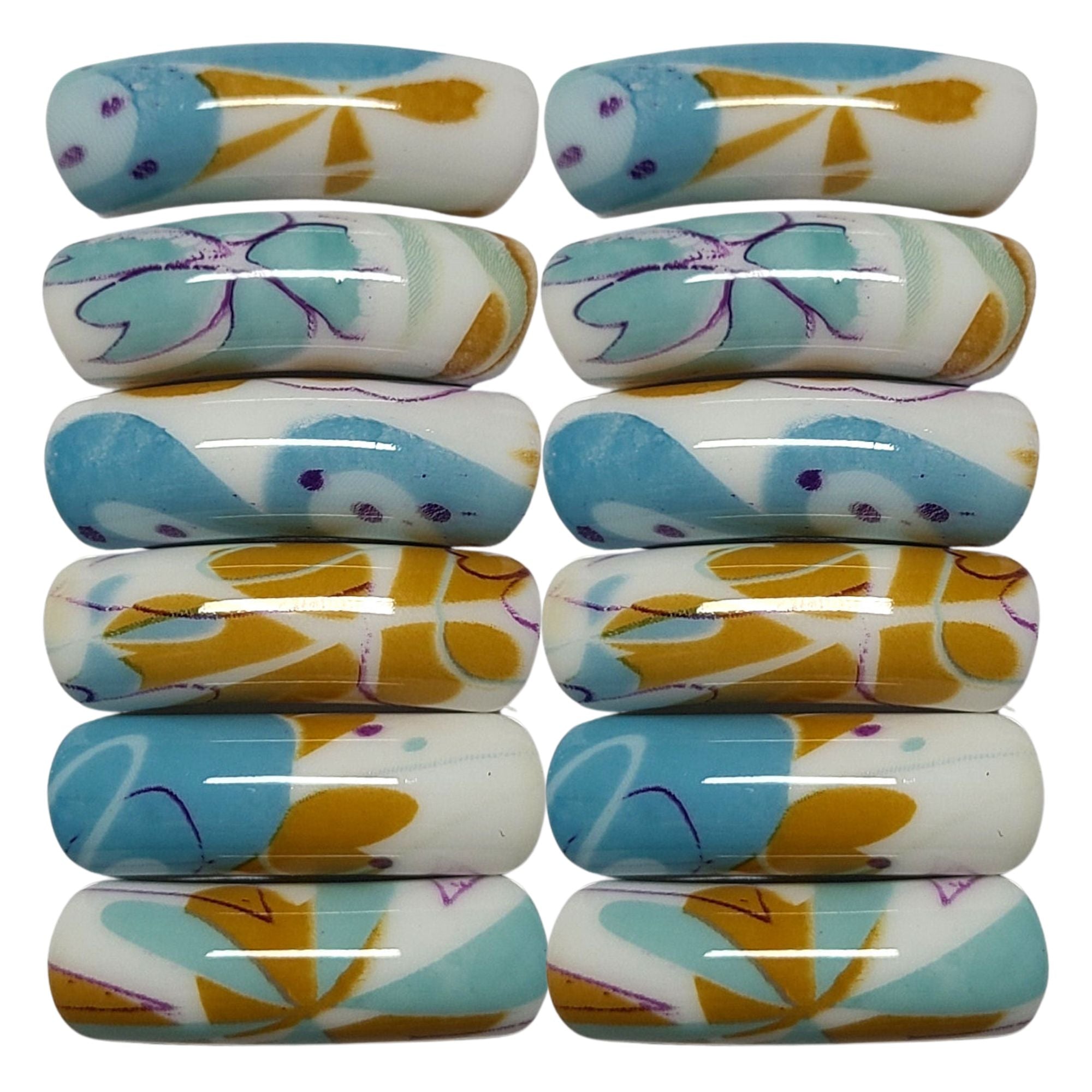 ARTSHOP Tubes DESIGN 1002 perle tube fleurs bleu 12mm x1