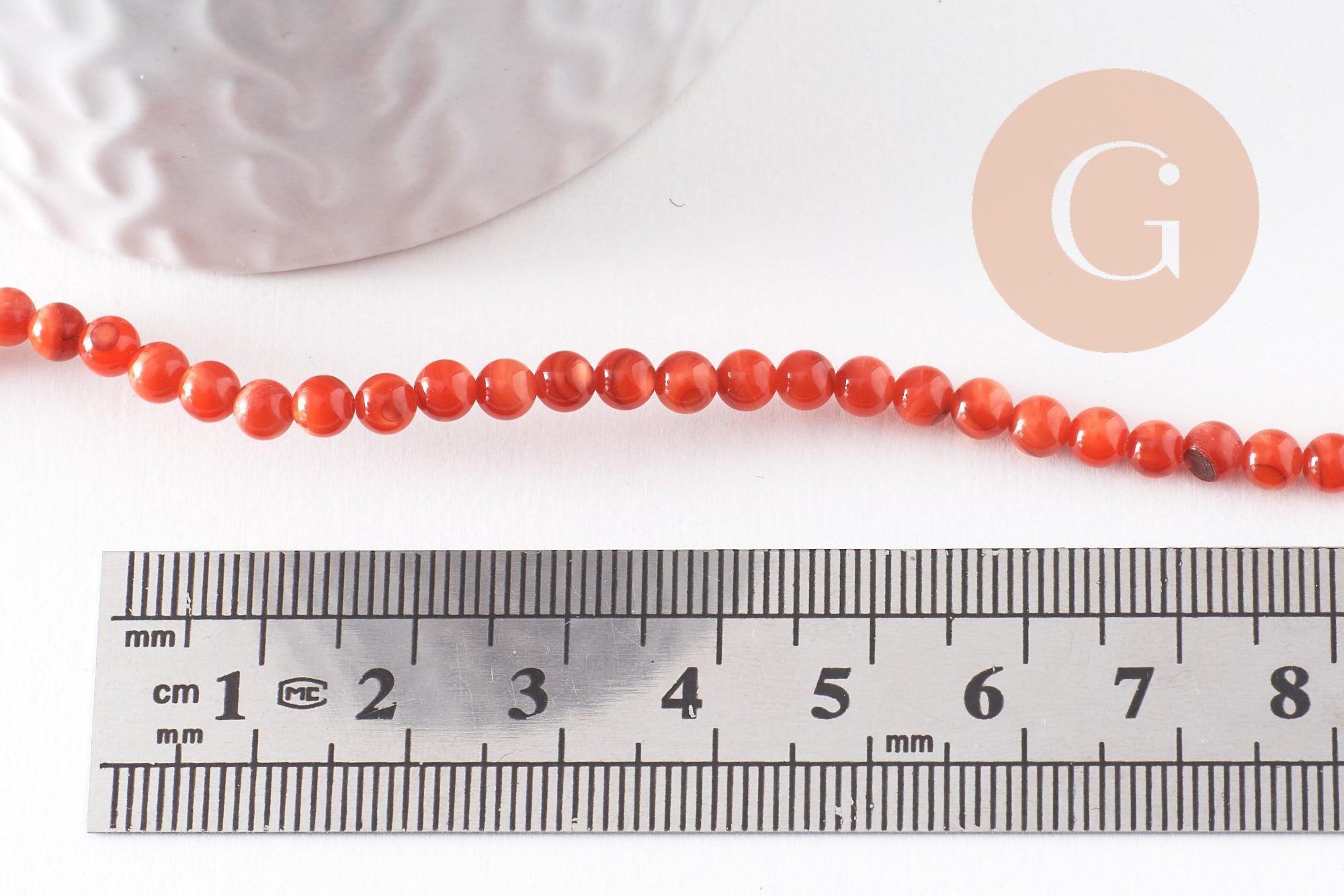 Gingerlily Perle ronde nacre G9974 rouge teinté 4mm fil