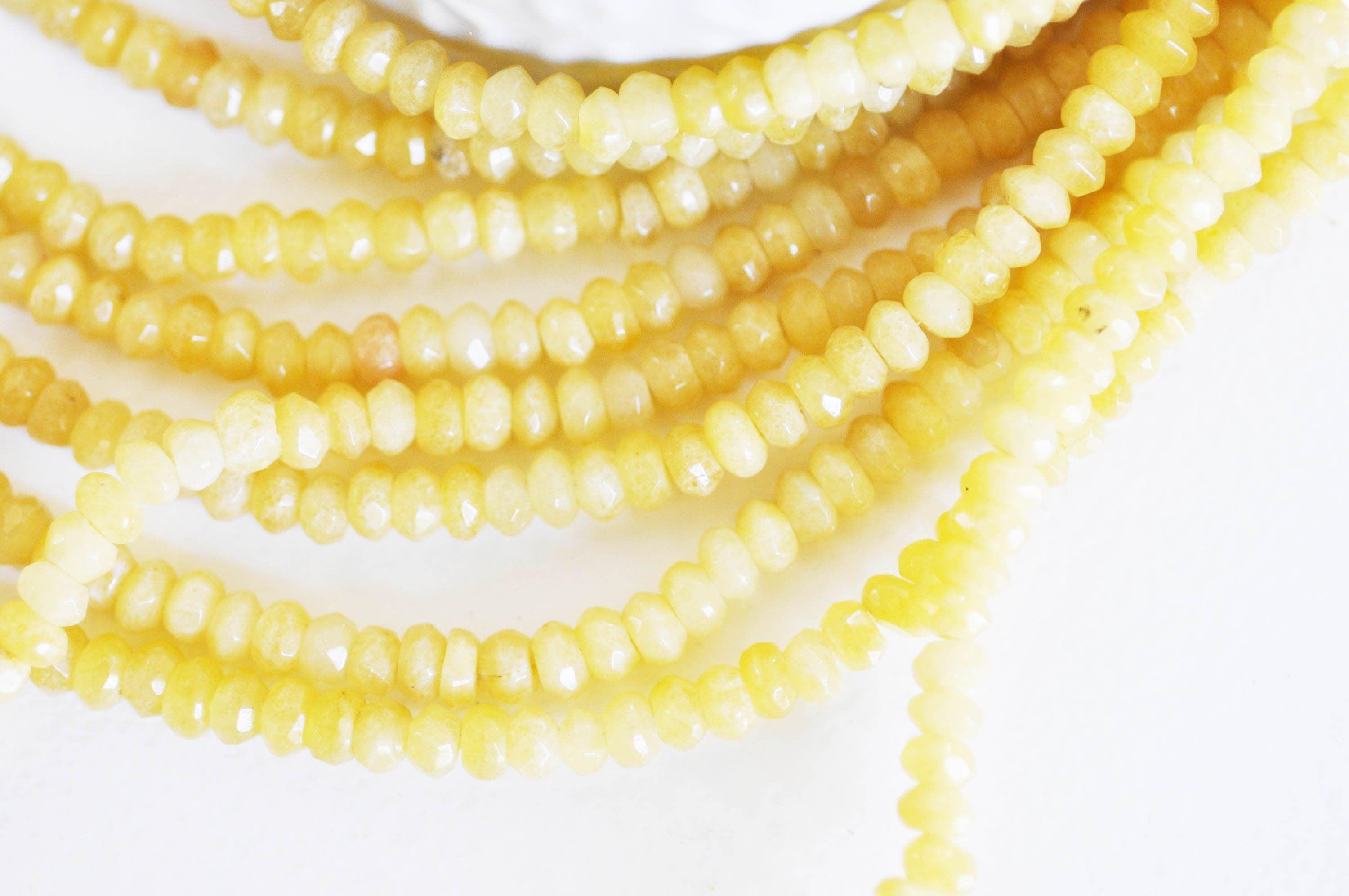 Gingerlily Perles DIY Rondelle jade G1705 perles jaune 5x3mm fil