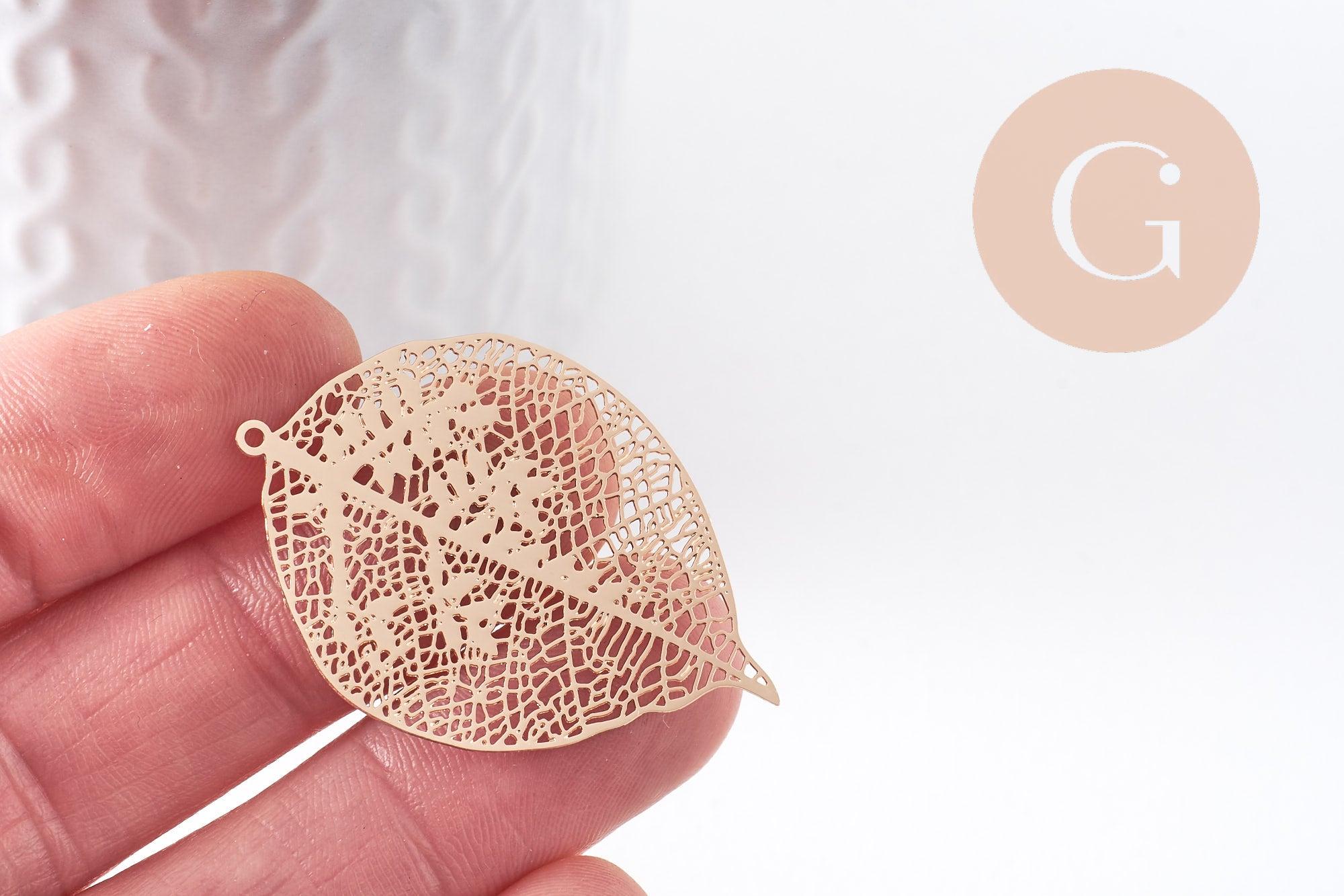 Gingerlily Pendentif estampe G10350 feuille dorée 42.5mm x2