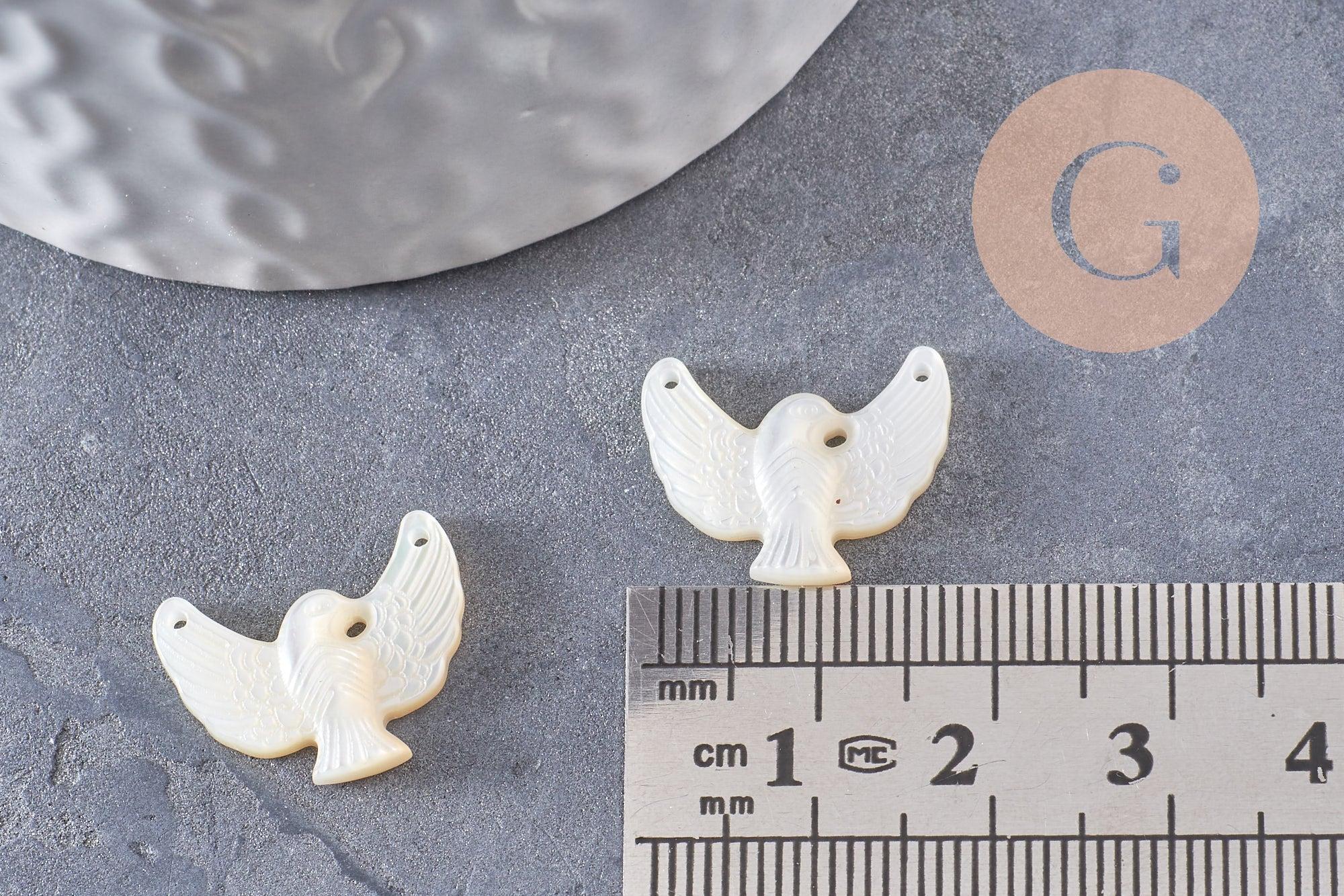 Gingerlily G9928 pendentif colombe nacre blanche 18 mm