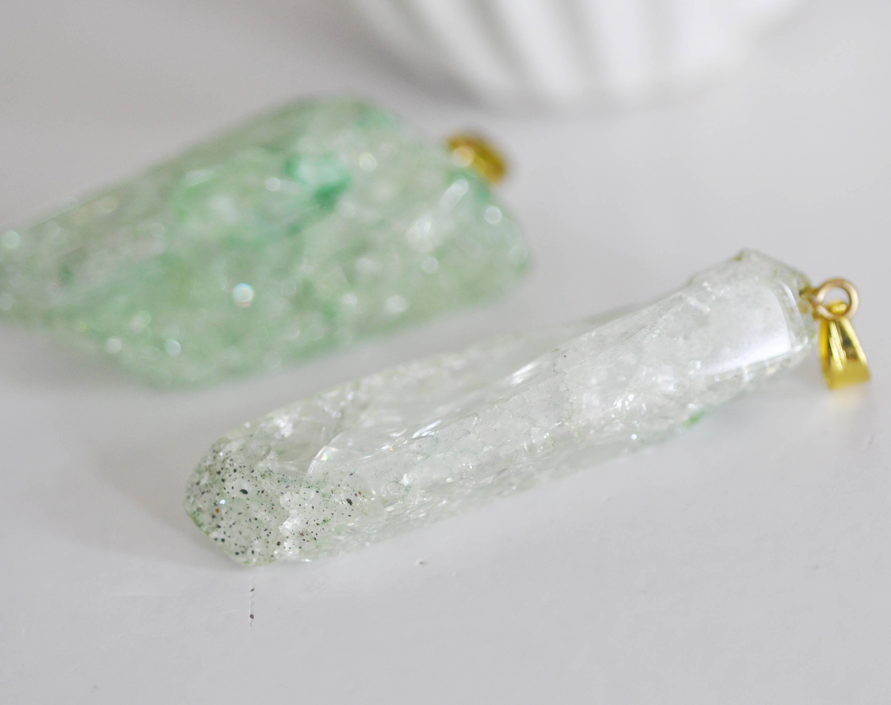 Gingerlily Pendentifs DIY G2355 pendentif cristal vert doré x1