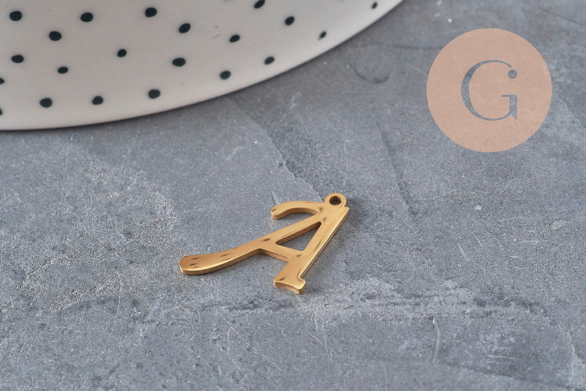 Gingerlily G11375 pendentif lettre initiale A acier doré 20,5mm