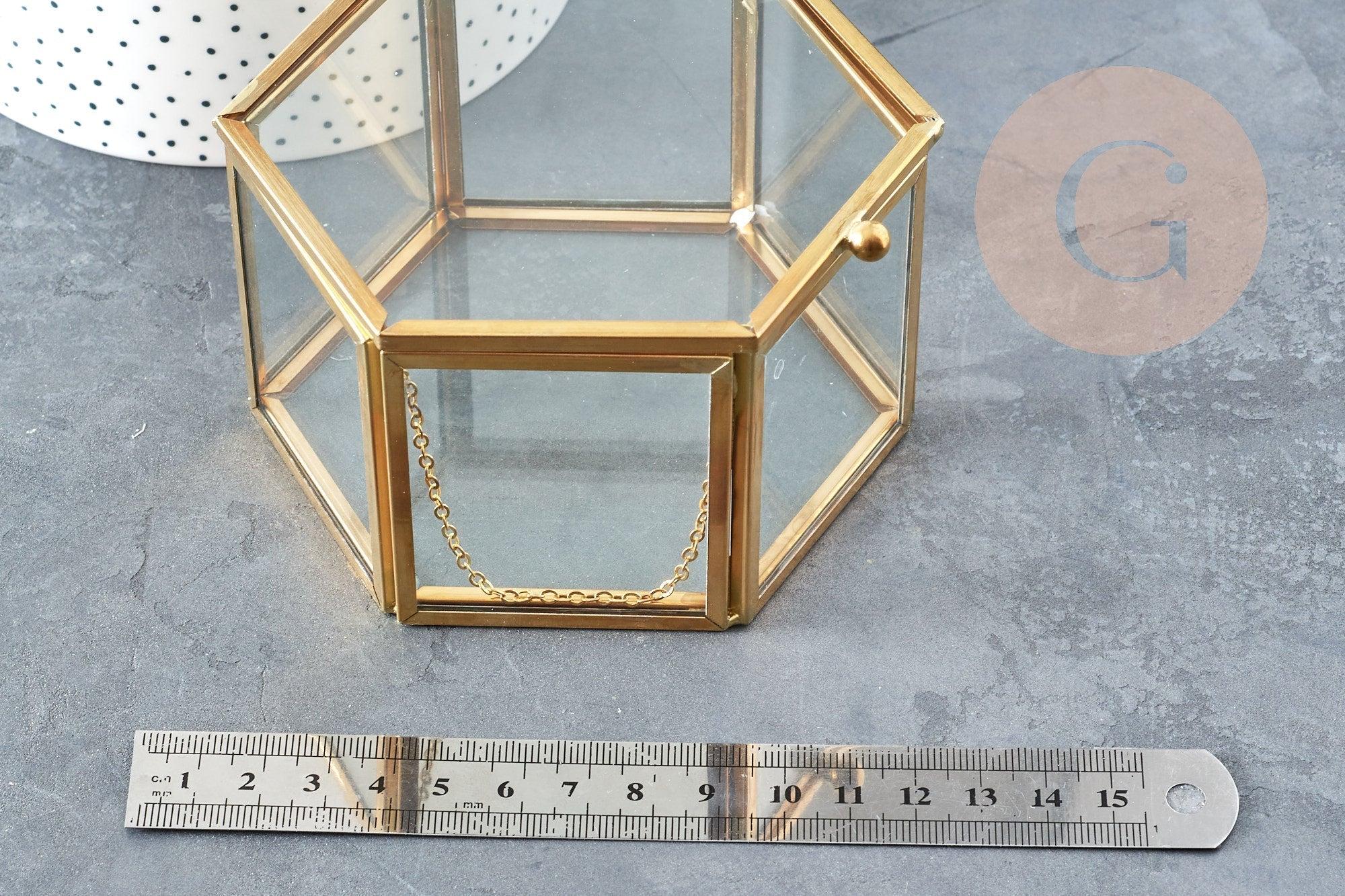 Gingerlily boîte hexagone G5083 boîte verre laiton 111mm