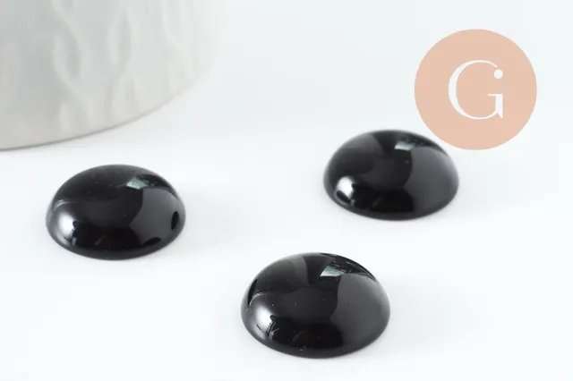 Gingerlily Cabochon rond agate noire naturelle teintée 20mm x1