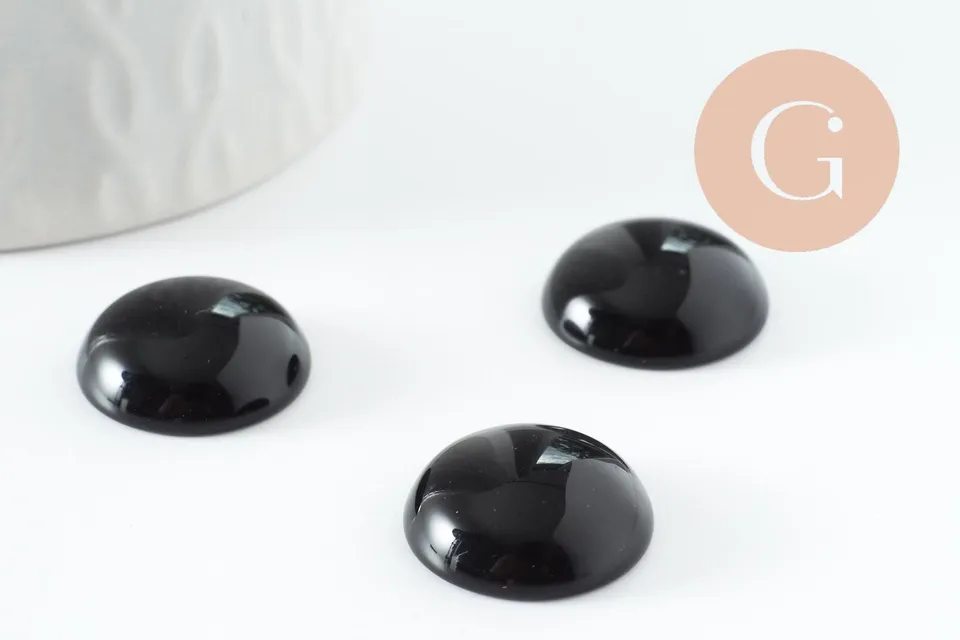 Gingerlily Cabochon rond agate noire naturelle teintée 20mm x1