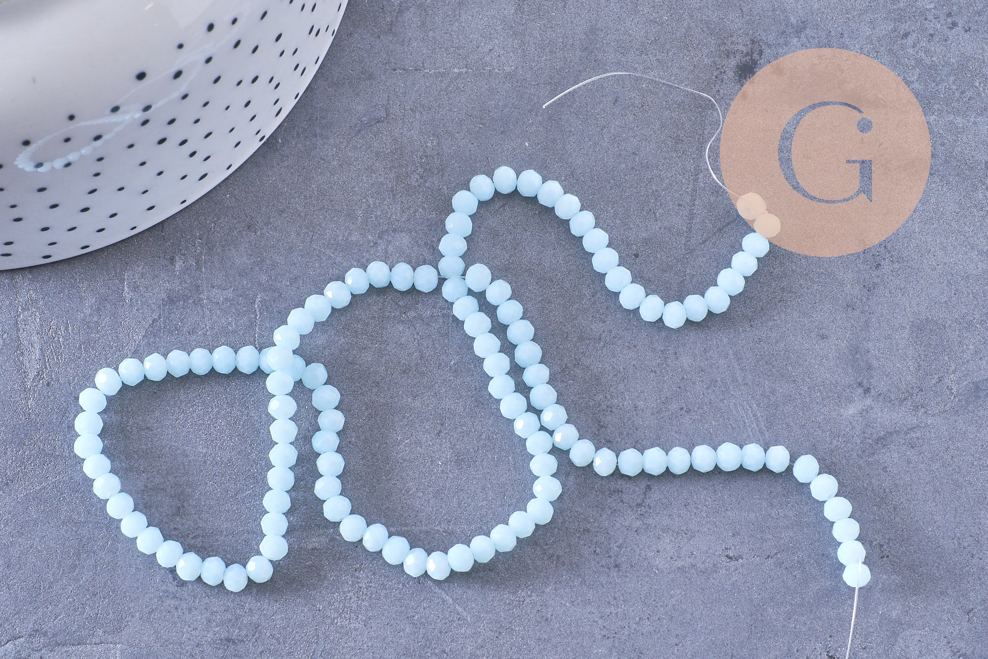 Gingerlily Perles rondelles cristal bleu ciel 4mm fil 41cm