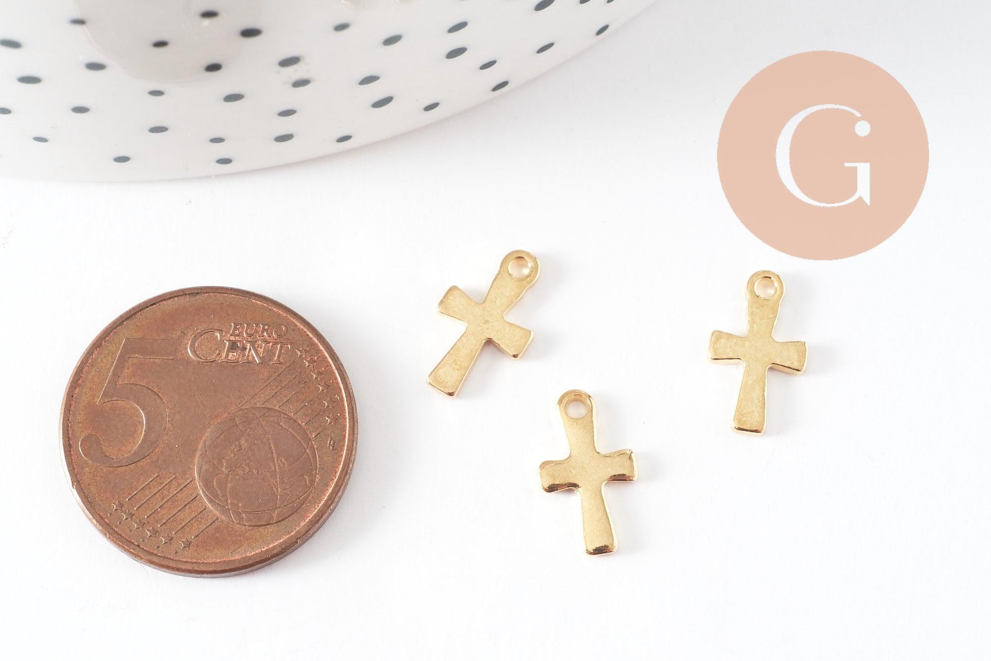 Gingerlily Pendentifs G9695 pendentif croix acier doré 12mm x5