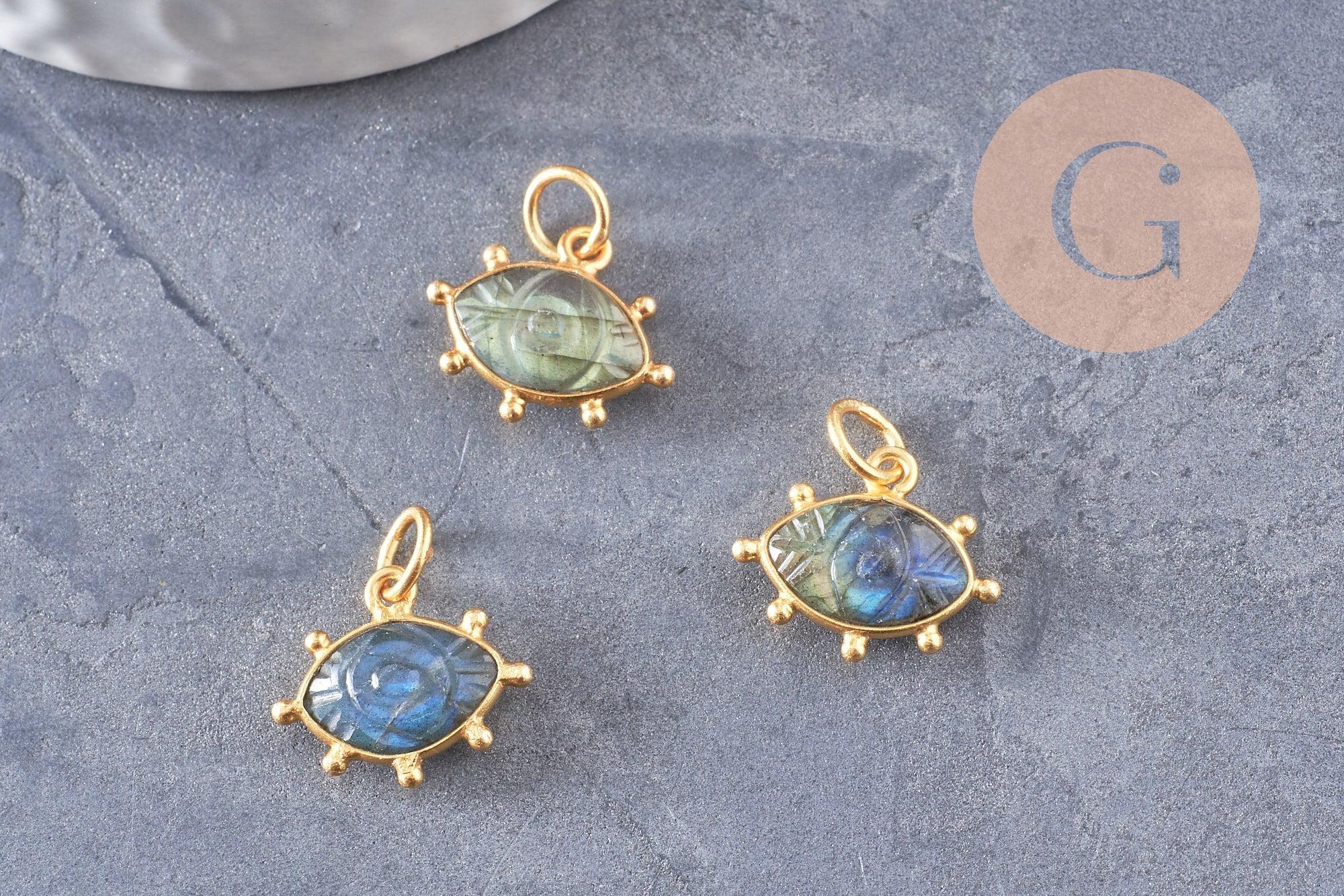 Gingerlily Oeil pendentif labradorite doré 15mm x1
