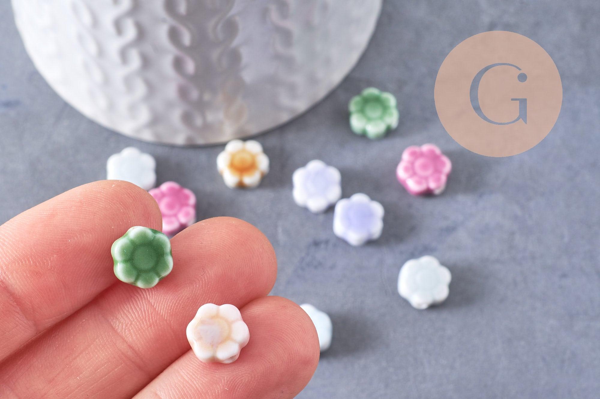 Gingerlily G10281 perles fleur porcelaine multicolore 10mm x5
