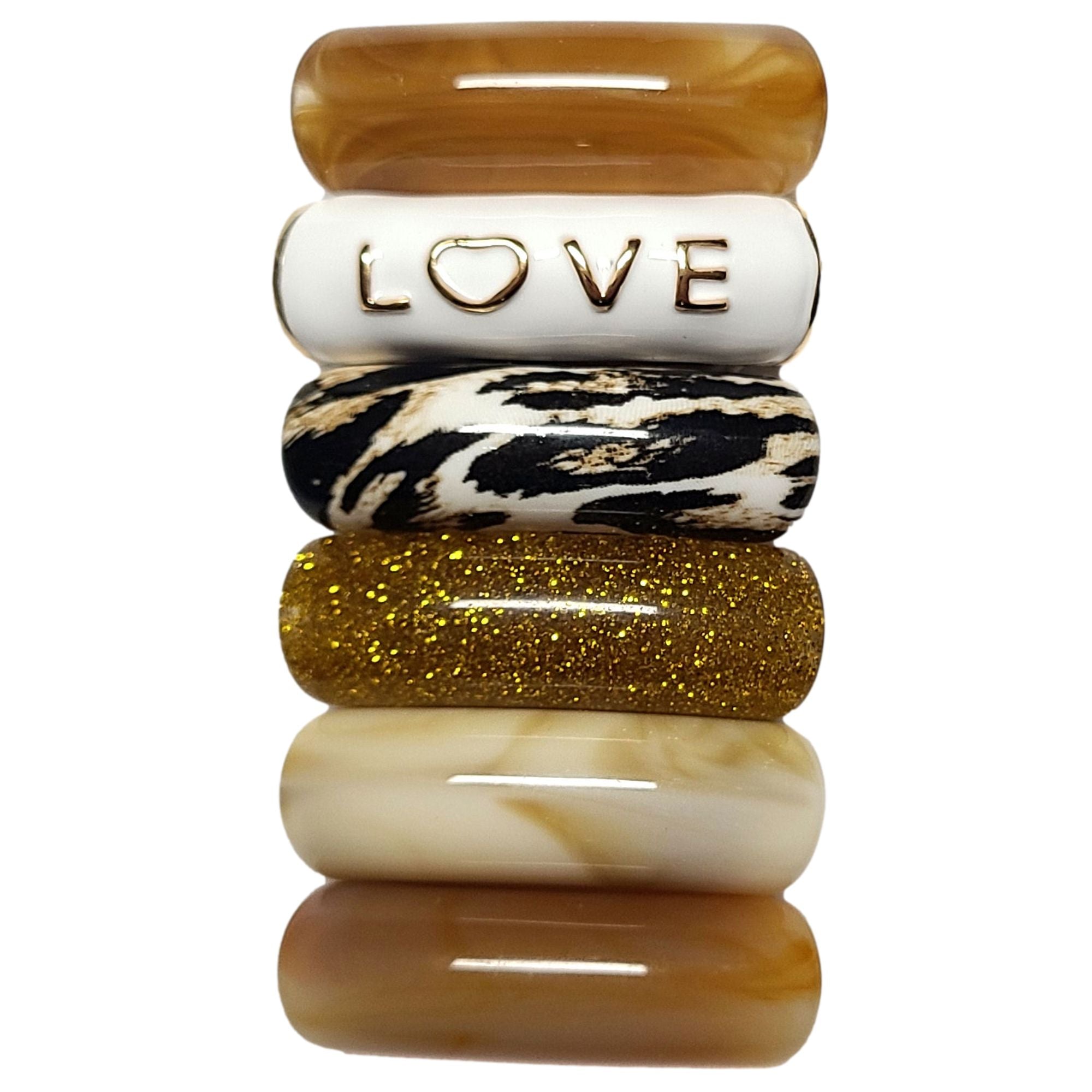 ARTSHOP Camaieu 143 lot 6 perles tubes LOVE marron 12 mm