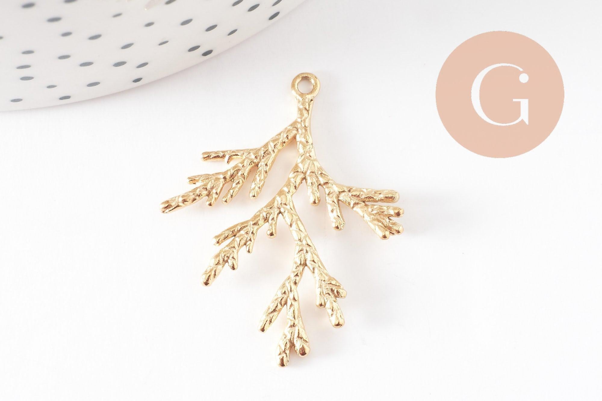 Gingerlily Pendentifs G9670 branche corail doré 35mm x1