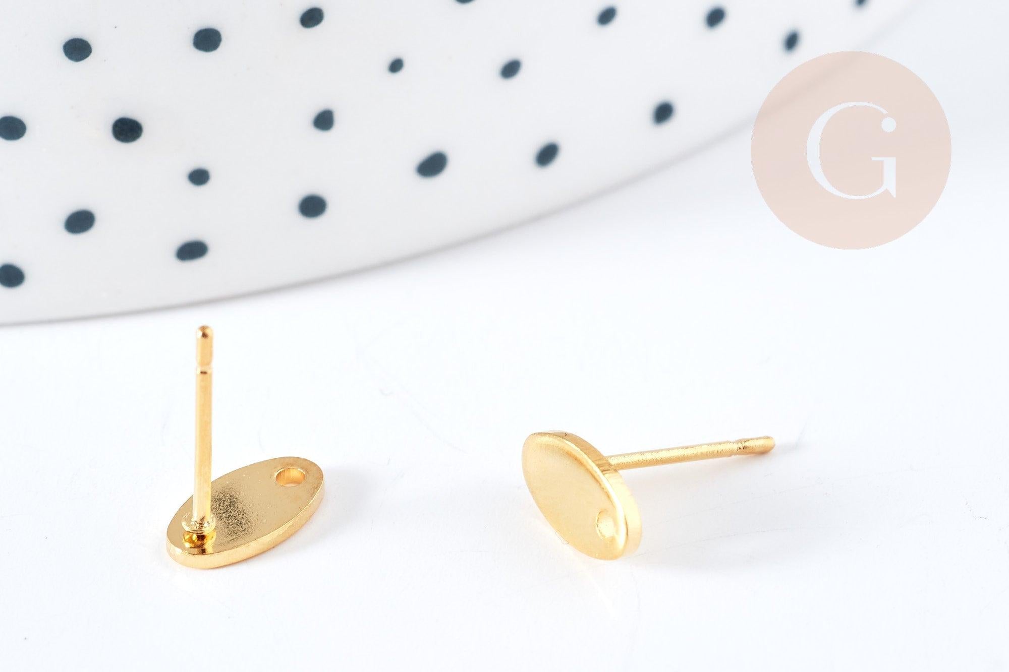 Gingerlily Accessoires puces ovales acier doré 9mm la paire