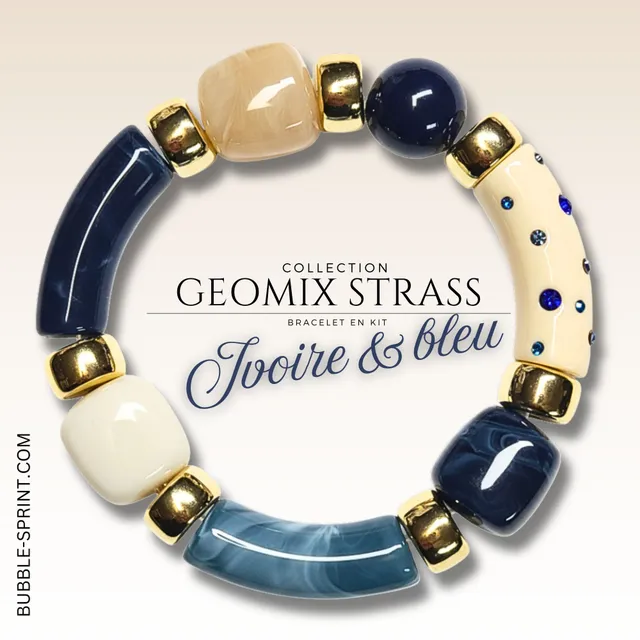 ARTSHOP Bijoux en KITS GEOMIX Strass kit bracelet ivoire bleu