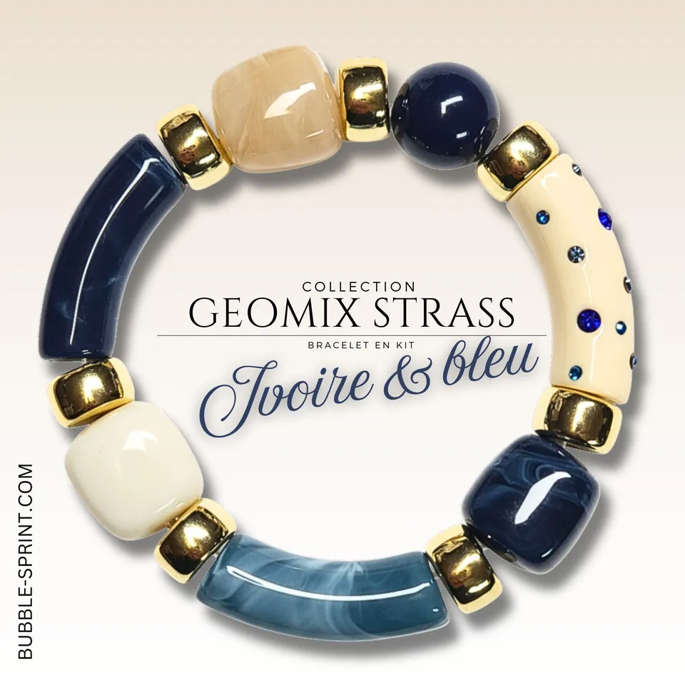 ARTSHOP Bijoux en KITS GEOMIX Strass kit bracelet ivoire bleu