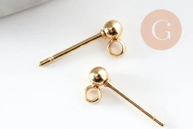 Gingerlily Clous oreille G9689 acier doré boule 3mm x10