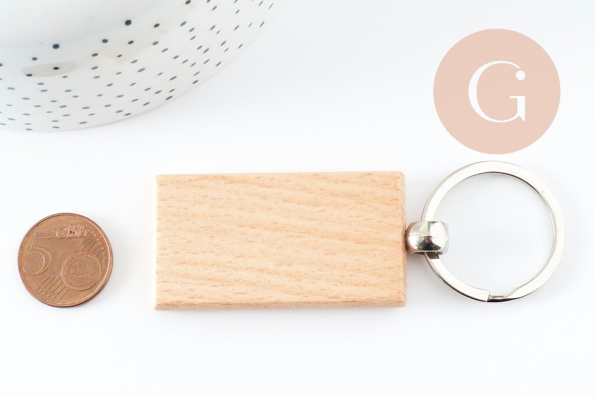 Gingerlily Porte-clé rectangle bois personnalisable 63,5mm x1