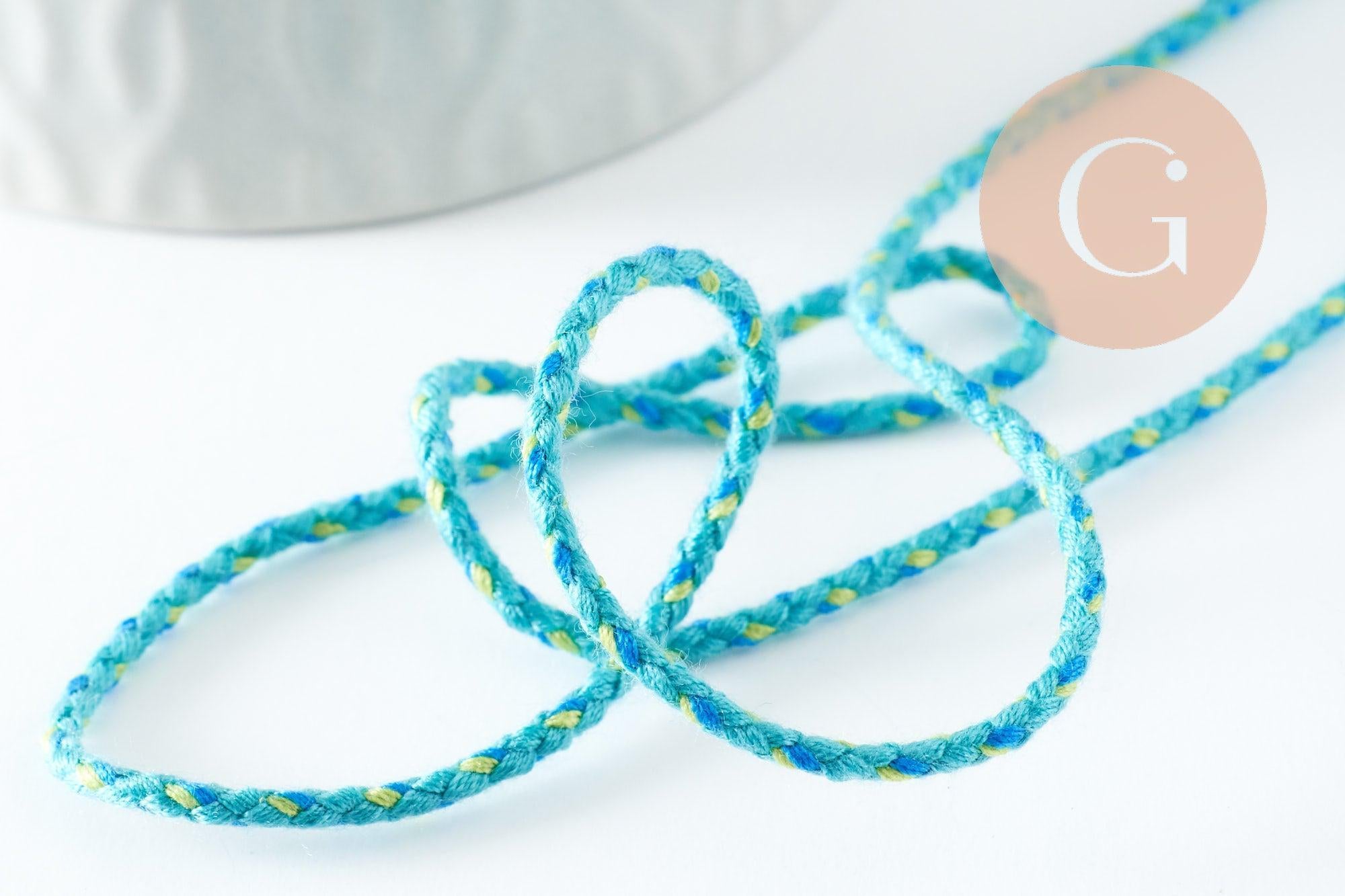 Gingerlily Cordons DIY G9502 cordon tressé turquoise 2mm 1m