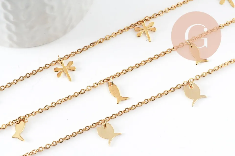 Gingerlily G7110 bracelet cheville acier doré croix coeurs