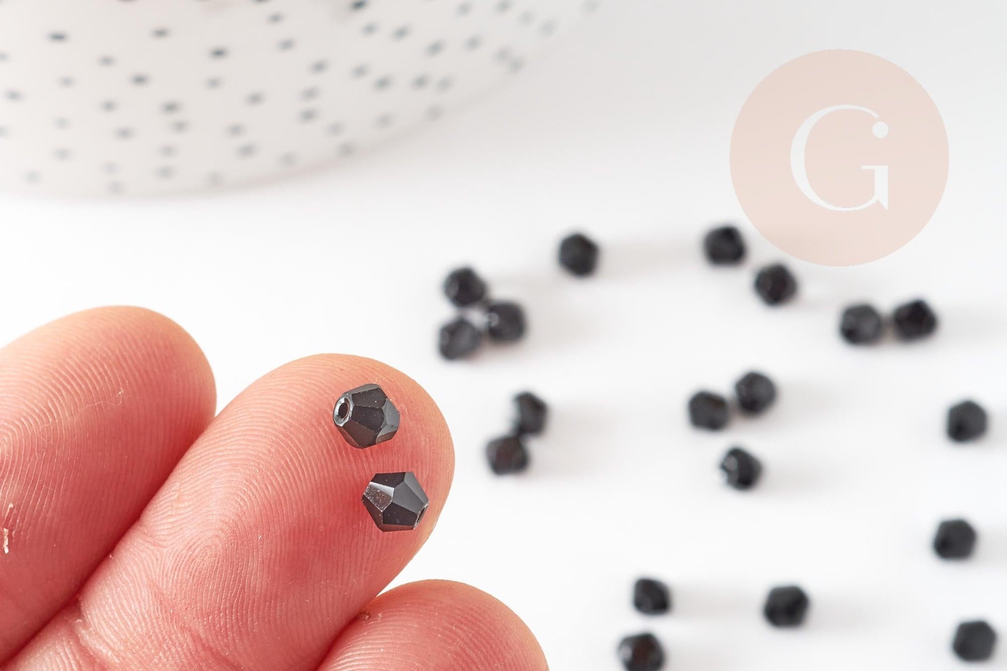 Gingerlily G9235 perles bicône verre noir 3mm 1g