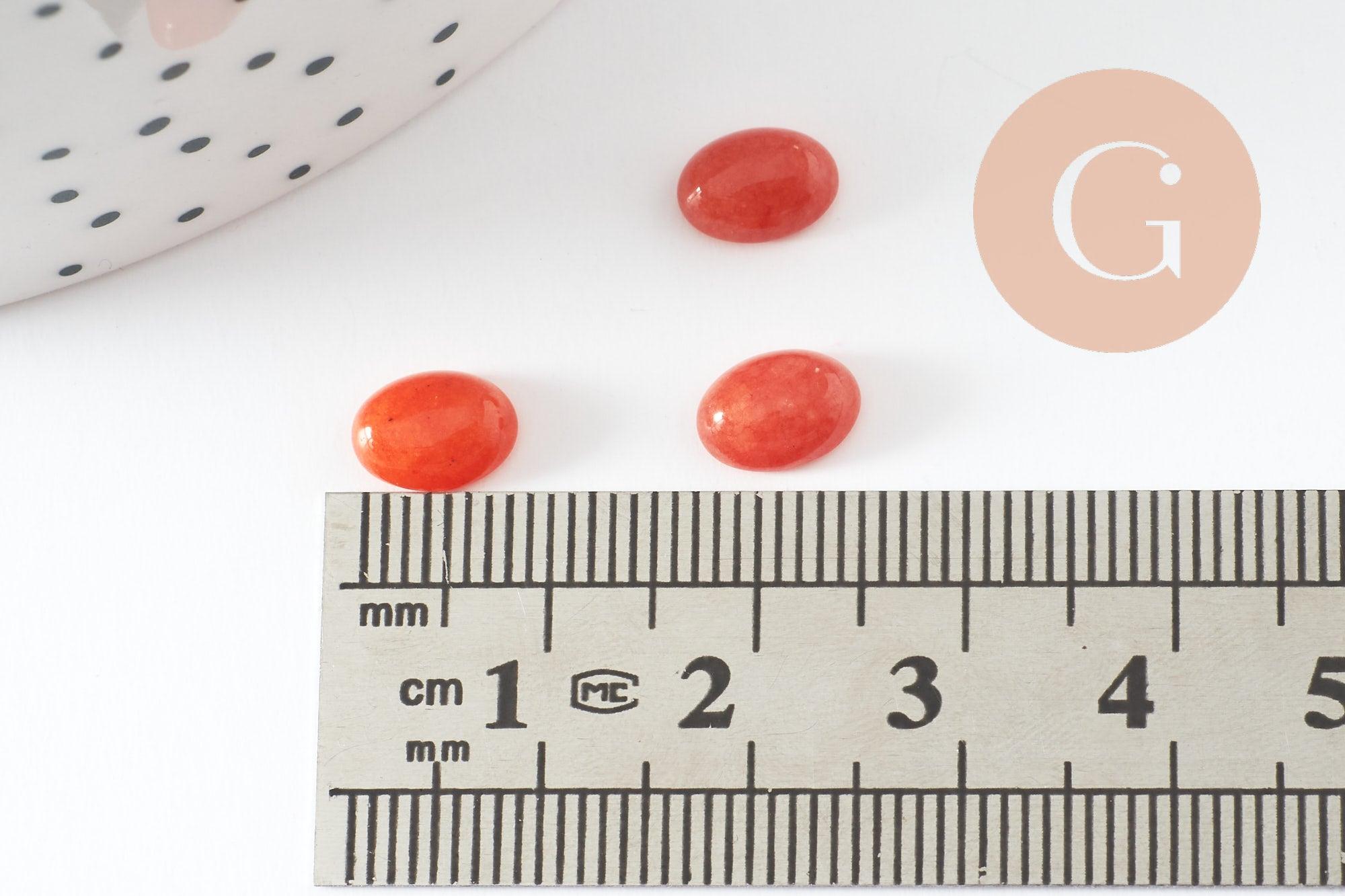 Gingerlily Cabochon ovale jade orange 8x6mm pierre naturelle x1
