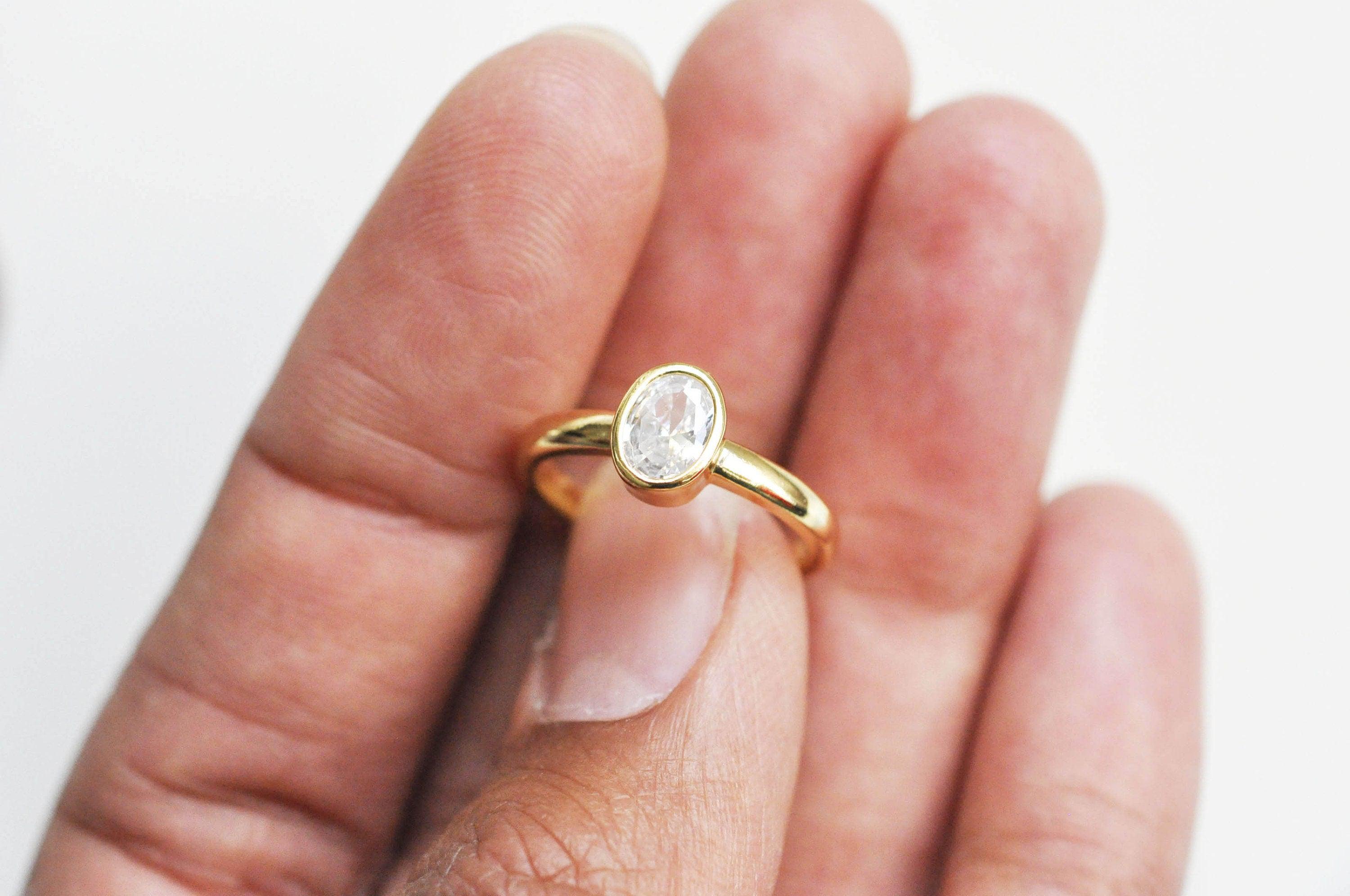 Gingerlily Apprêts G3455 bague réglable zircon doré 17mm