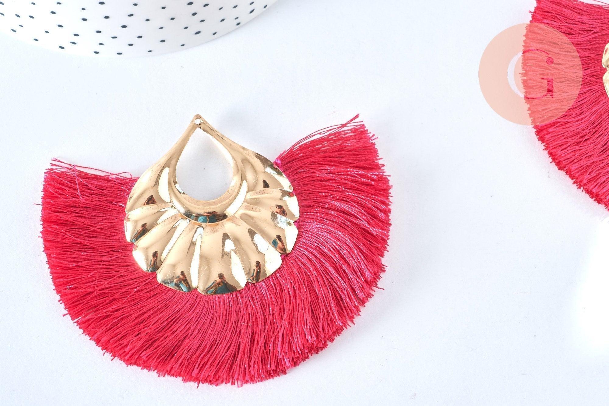 Gingerlily Perles G6837 pendentif pompon fuchsia 85mm x2