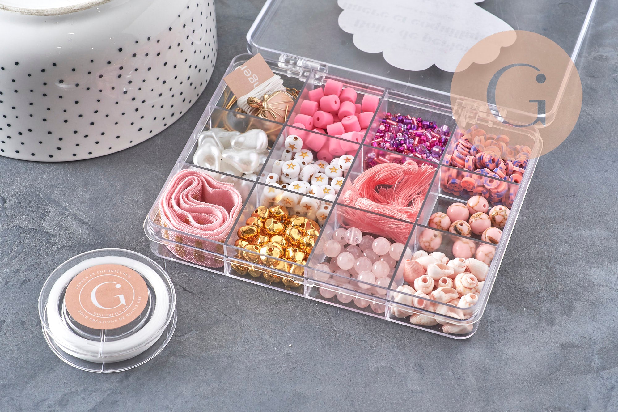 Gingerlily Kit Nacre & Coquillage rose coffret perles x1