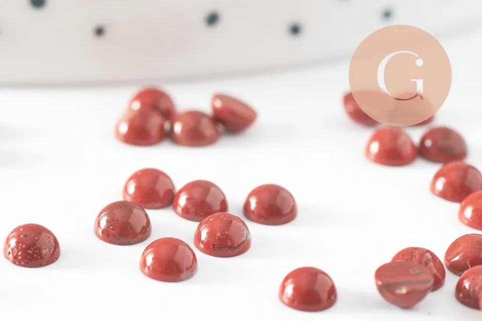Gingerlily Pierres DIY Cabochon Jaspe Rouge Rond 4mm