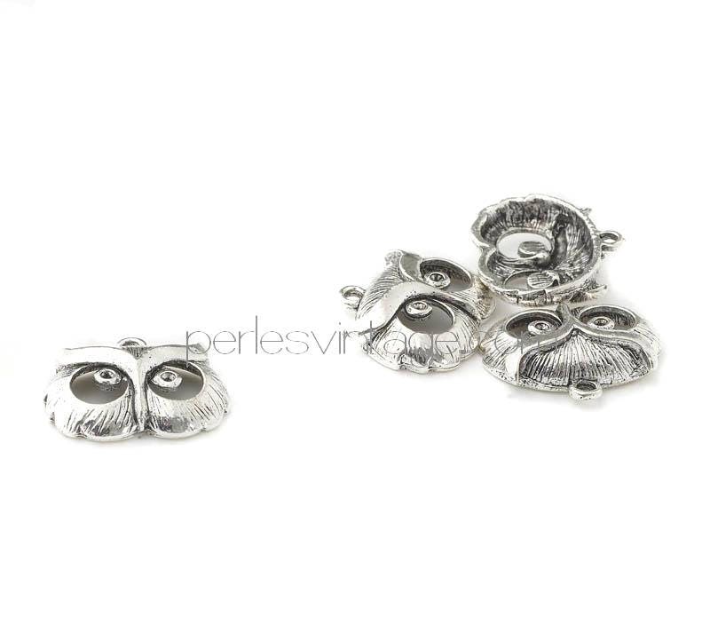 Gingerlily Pendentif Tête Hibou Argenté 25mm x5