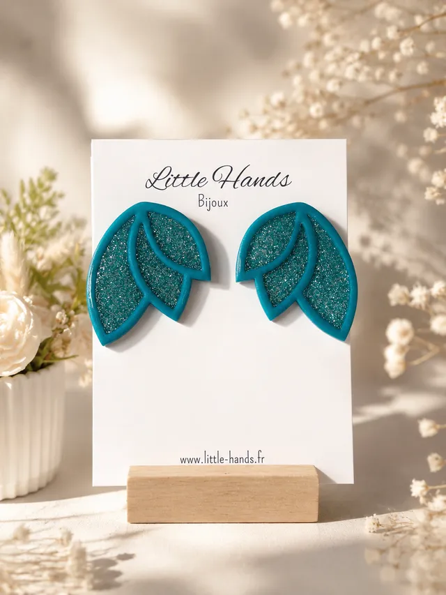 Little Hands Bijoux Poppy boucles d’oreilles turquoise fait main