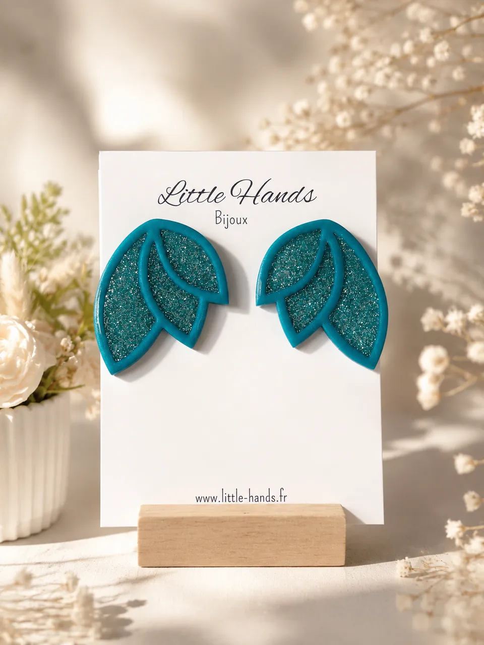 Little Hands Bijoux Poppy boucles d’oreilles turquoise fait main