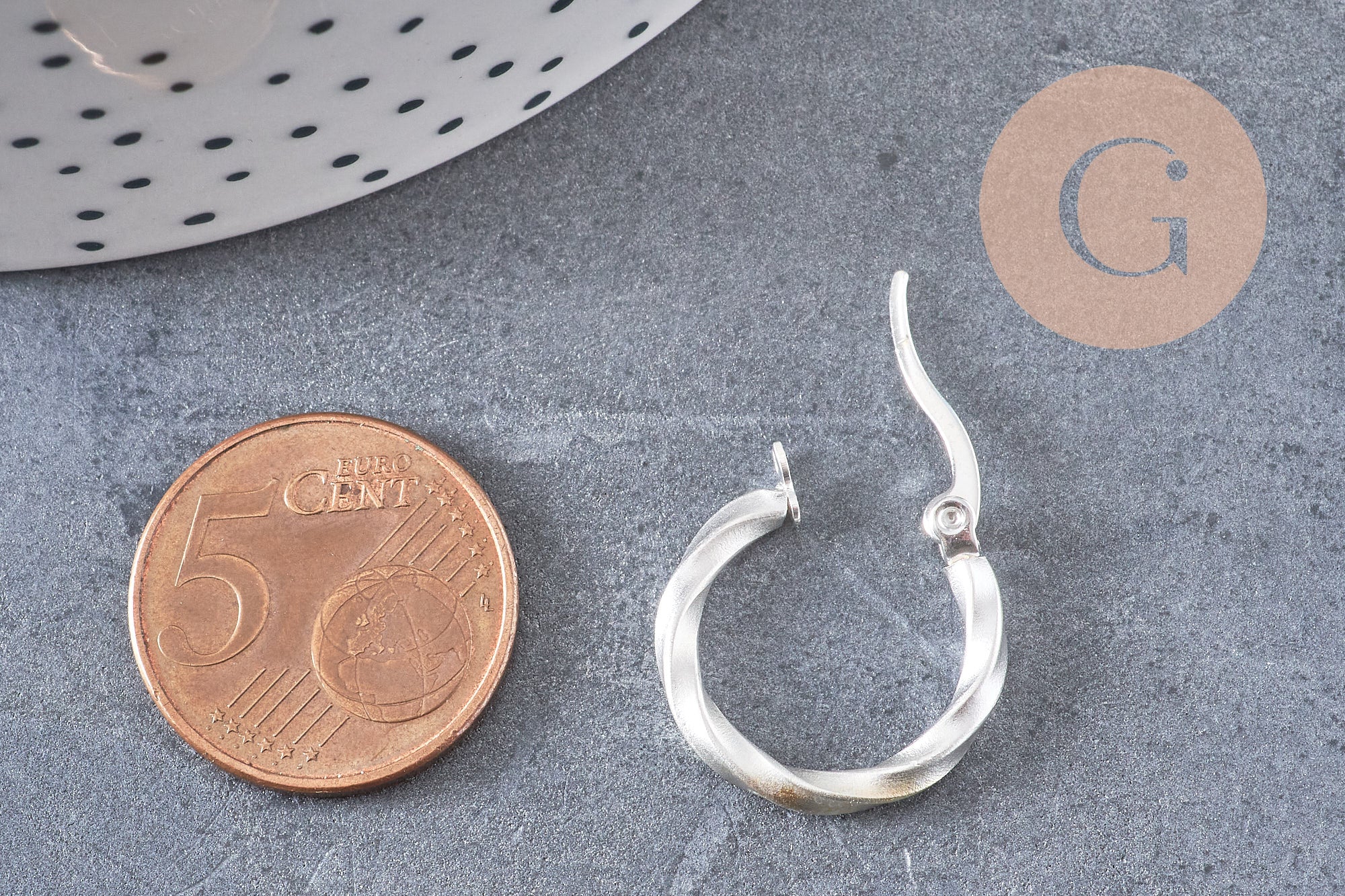Gingerlily Créoles torsadées G6807 boucles acier argenté 21mm