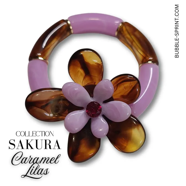 ARTSHOP Sakura Caramel Lilas kit bracelet fleur acrylique