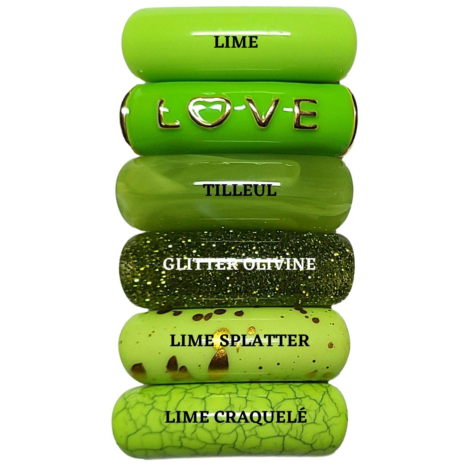 ARTSHOP Camaieu 141 tubes incurvés perles vert Love x6