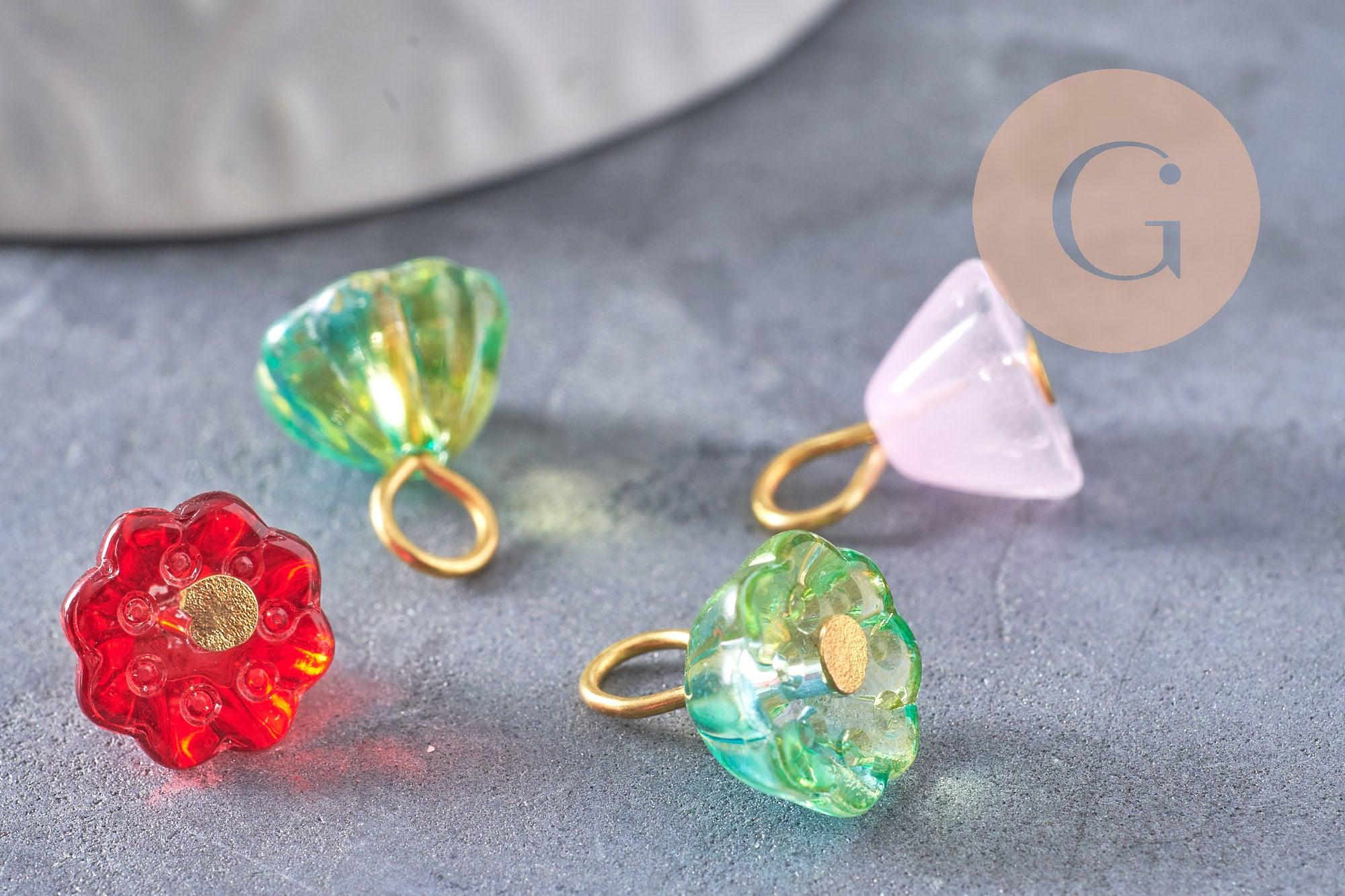 Gingerlily Perles G10298 breloque lotus verre doré 12mm x5