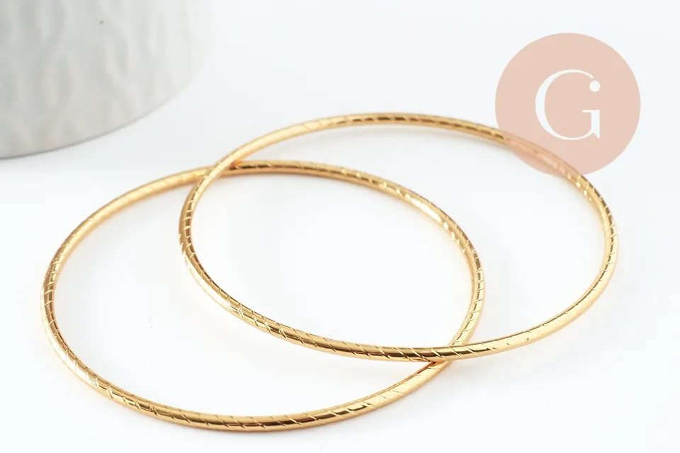 Gingerlily G9508 bracelet jonc strié doré 60mm x1