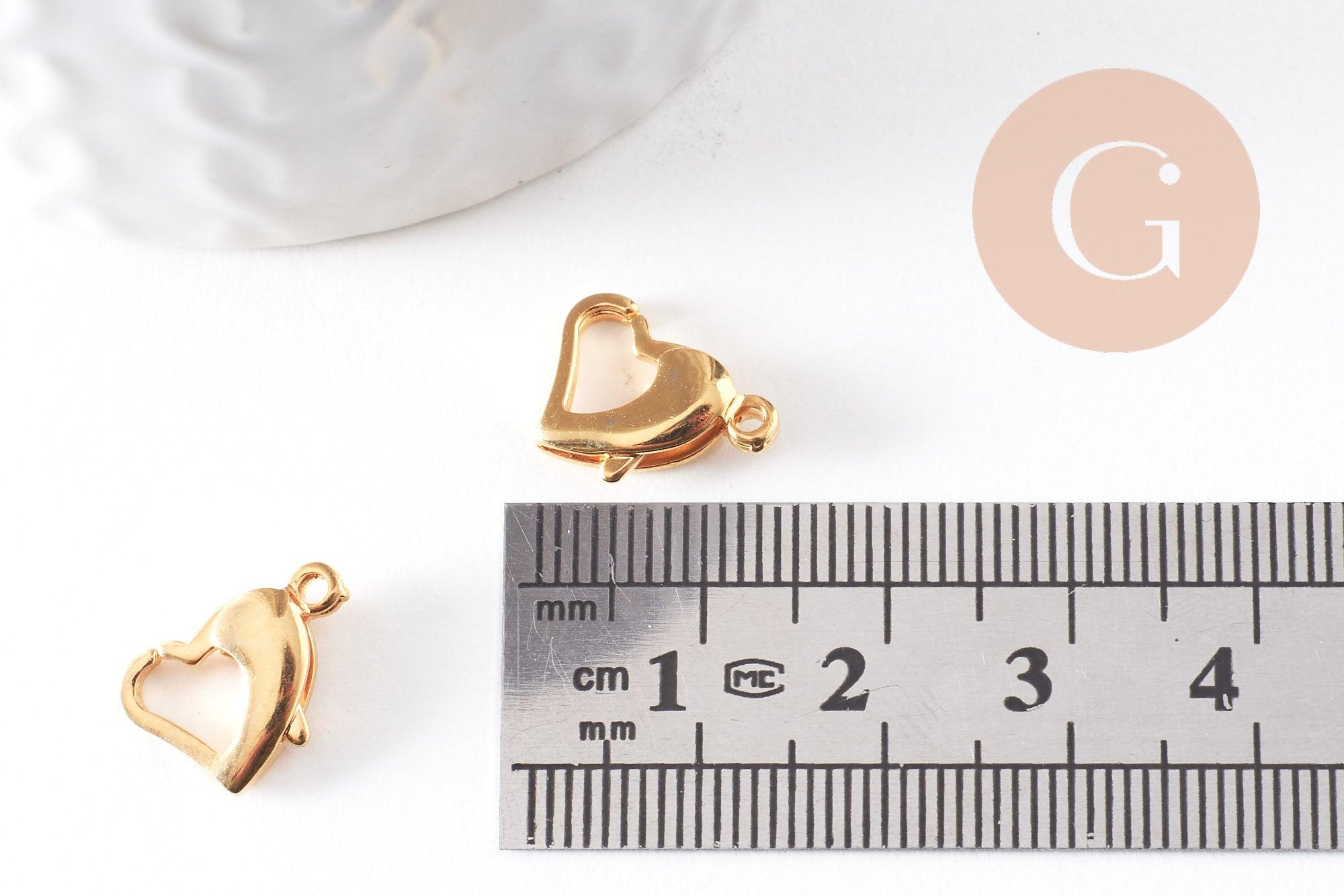 Gingerlily Apprêts fermoir mousqueton cœur doré 14mm x5 acier