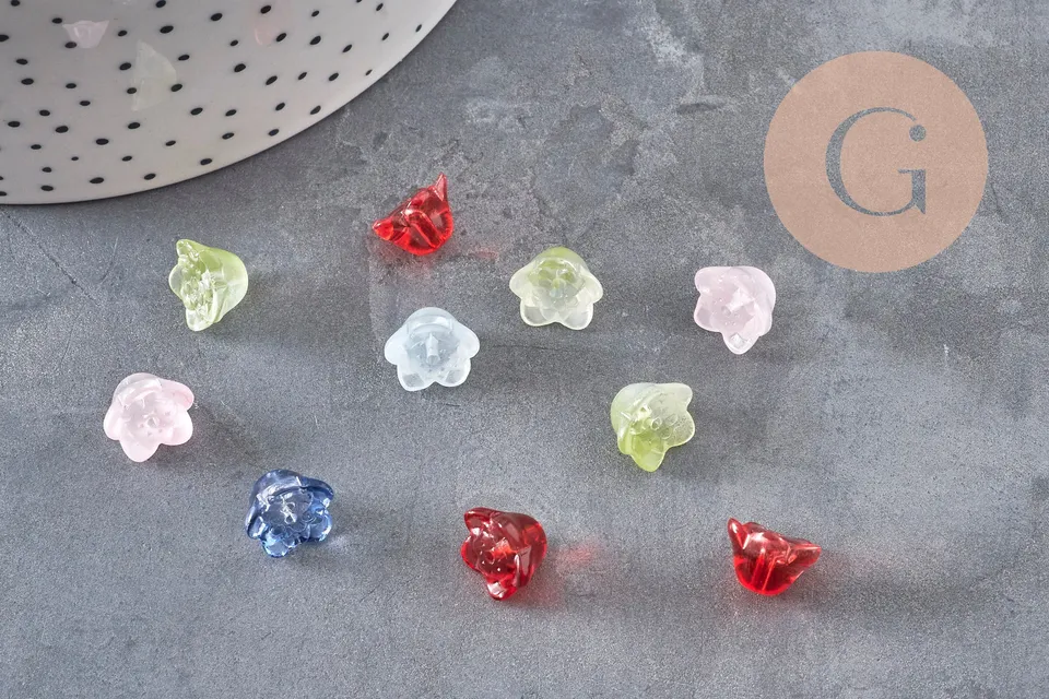 Gingerlily Perles fleur rose G11041 perles verre multicolore x10