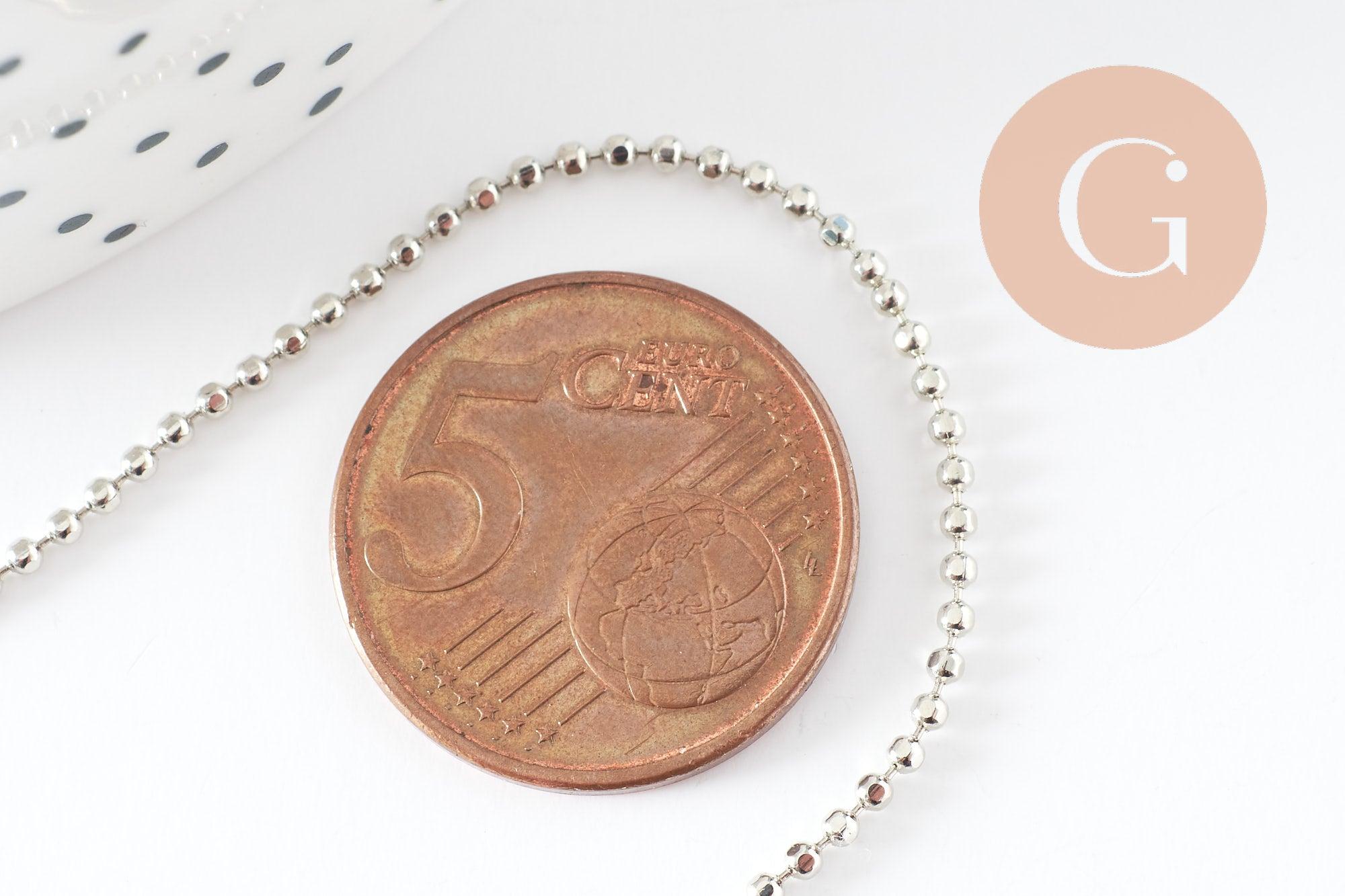 Gingerlily chaîne boule collier acier 1,5 mm 45,5 cm