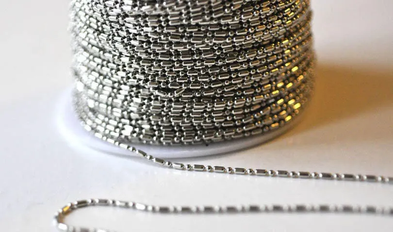 Gingerlily Chaînes Chaîne boule bambou platine 1,5 mm 1 m