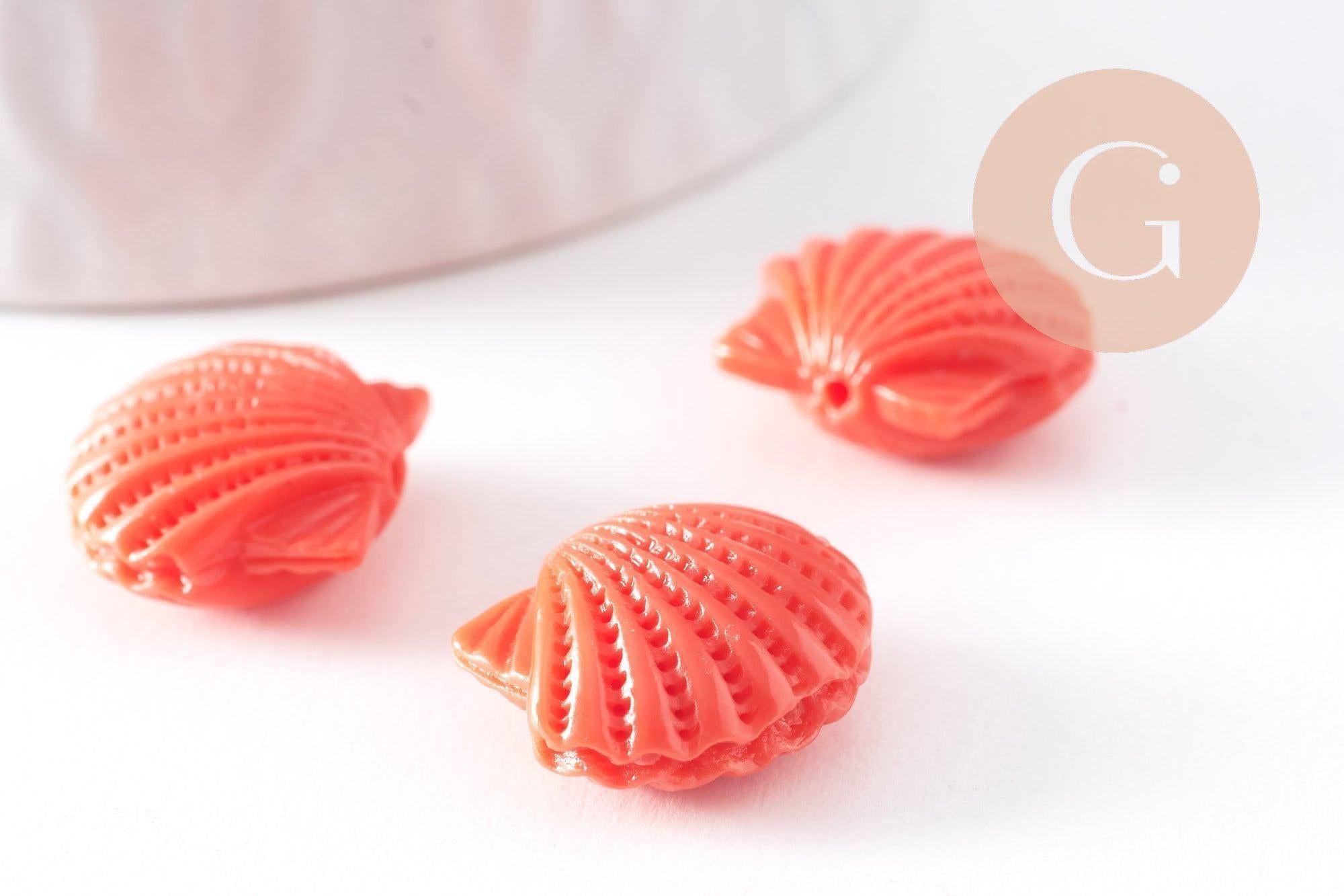 Gingerlily perle coquillage G10343 rose corail 16mm lot 5