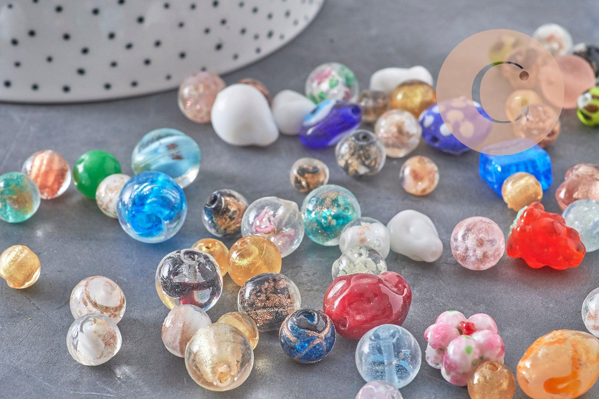 Gingerlily Perles DIY perles verre Murano feuille argent x10