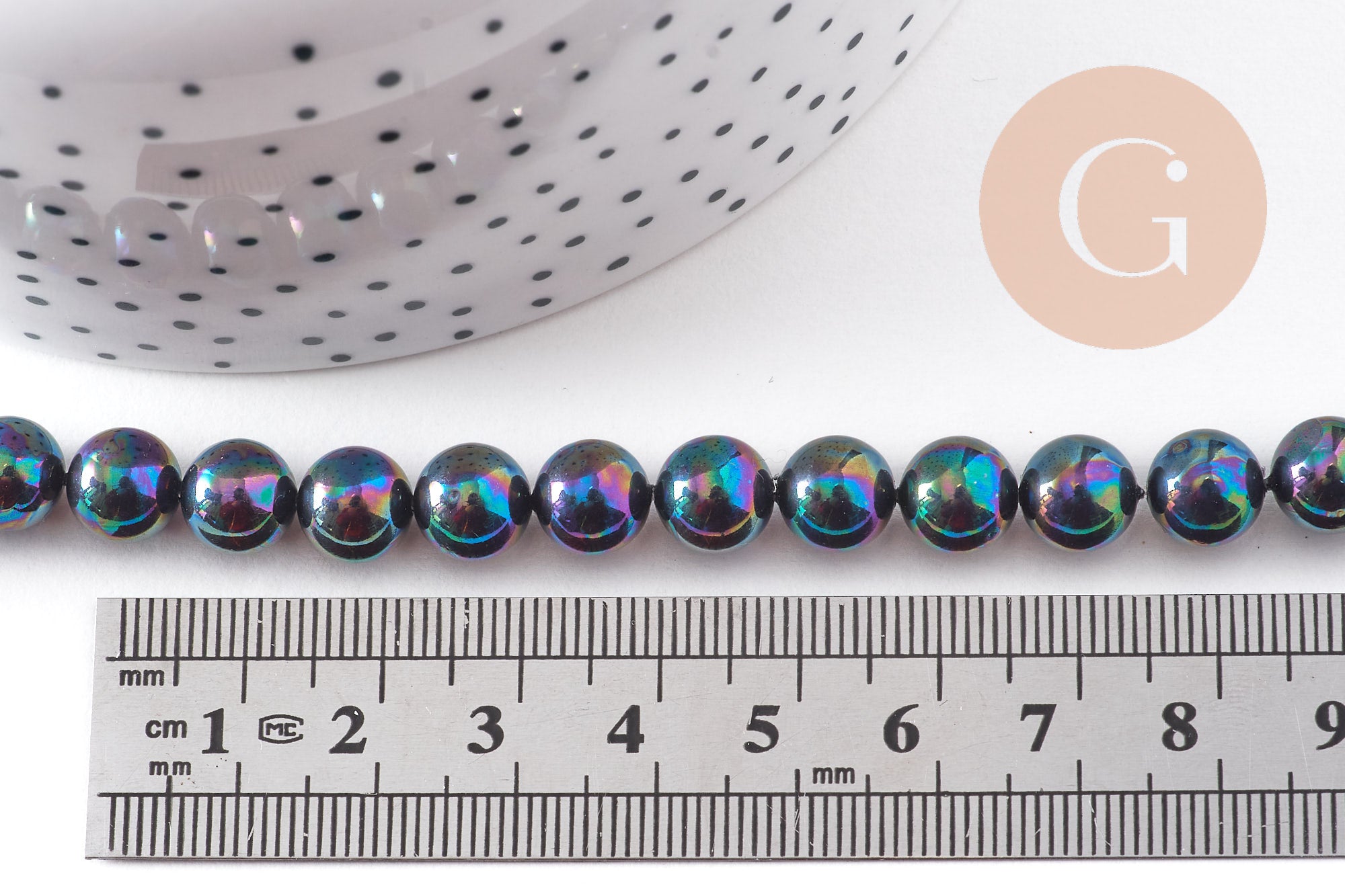 Gingerlily Perles G10912 perles nacre noire 8 mm fil 40 cm