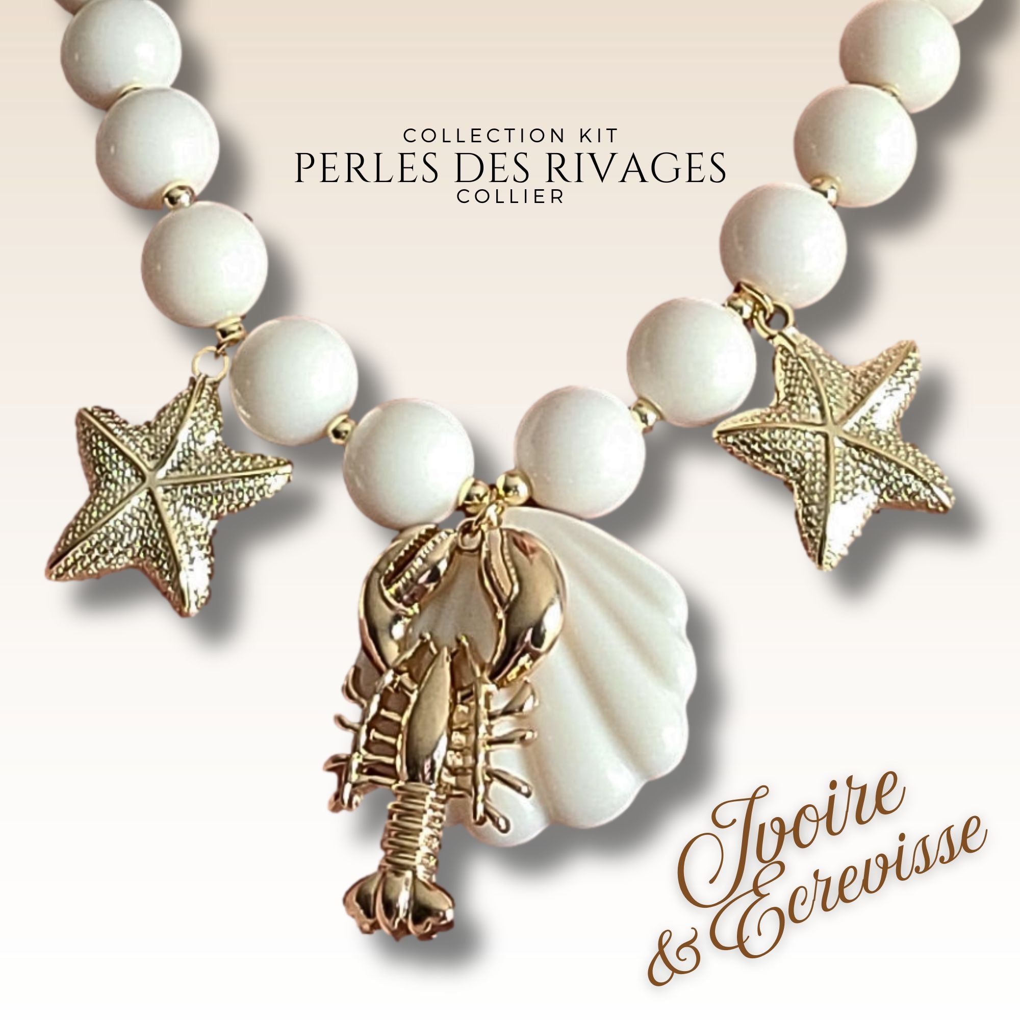 ARTSHOP Bijoux en KITS Perles des rivages collier ivoire écrevisse 40cm