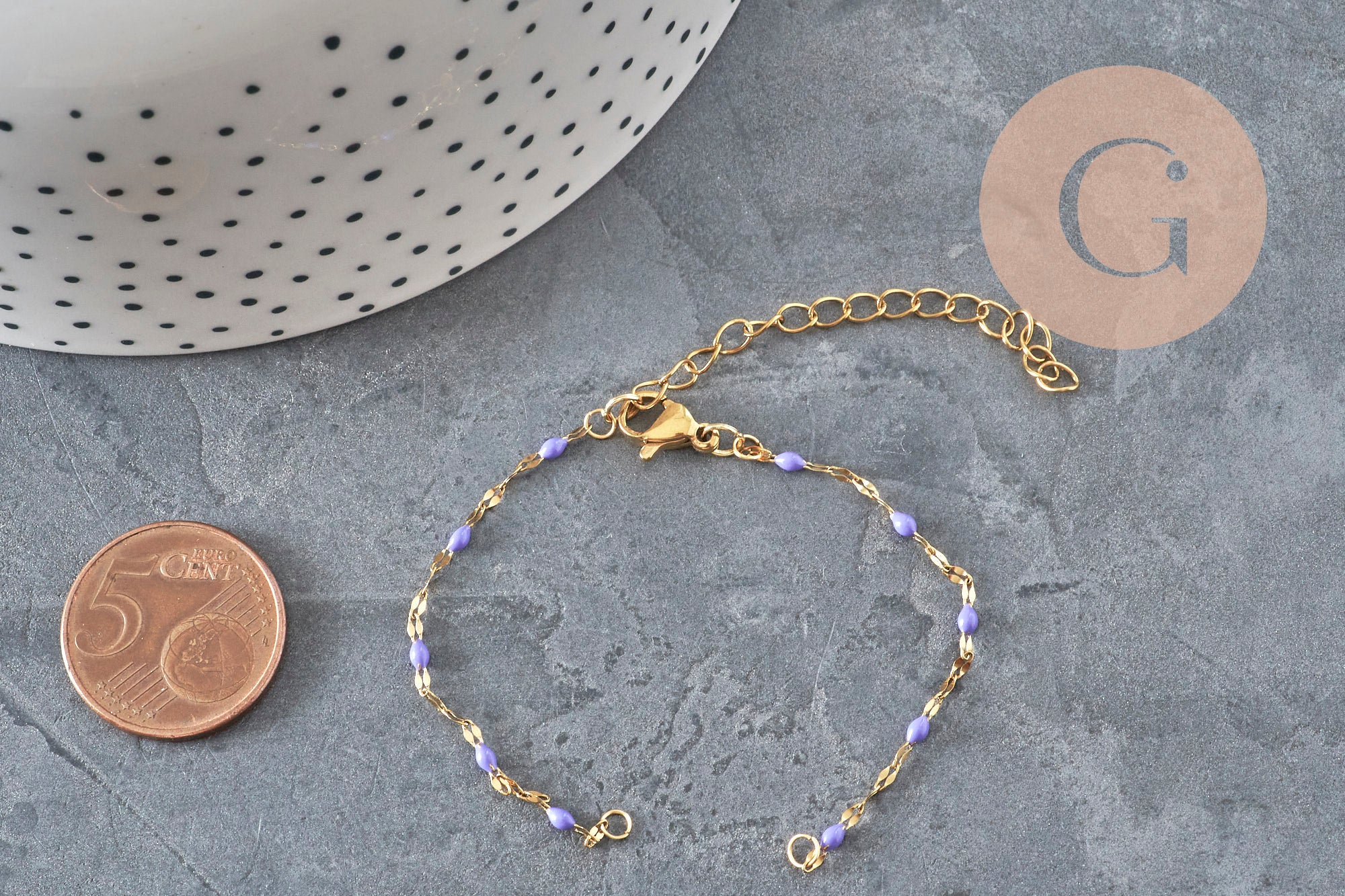 Gingerlily G11364 base bracelet chaîne violette doré 14,3cm