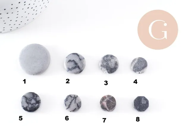 Gingerlily perles disque jaspe gris marbré x5 G10147