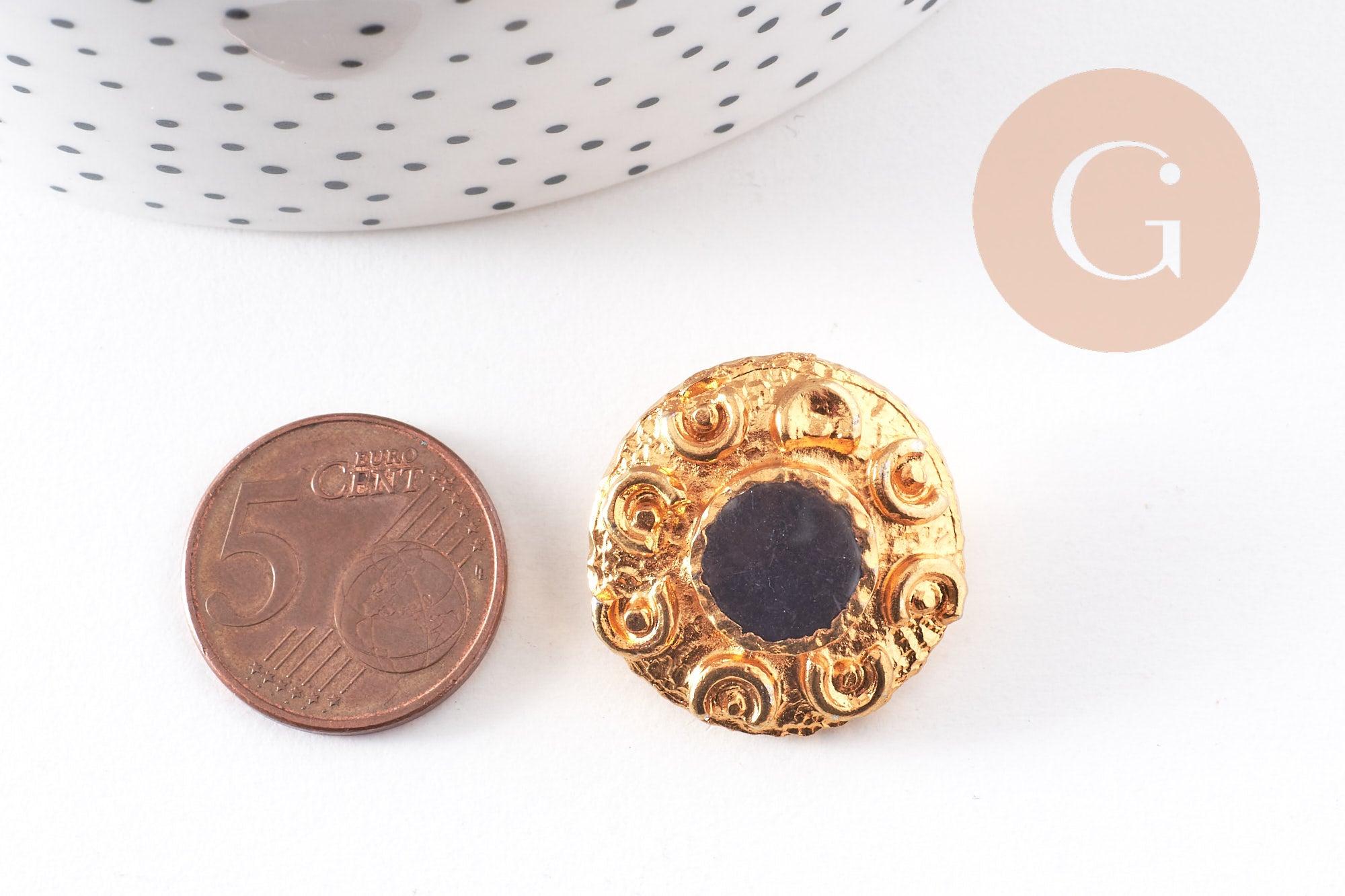 Gingerlily Perles G10151 bouton ancien doré noir 23mm