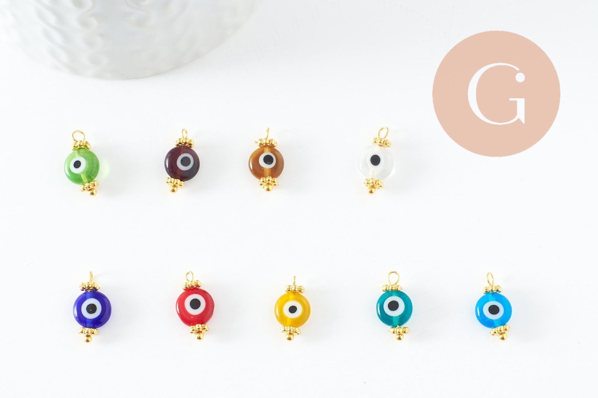 Gingerlily Pendentifs G9715 Pendentif oeil verre doré 9mm x10