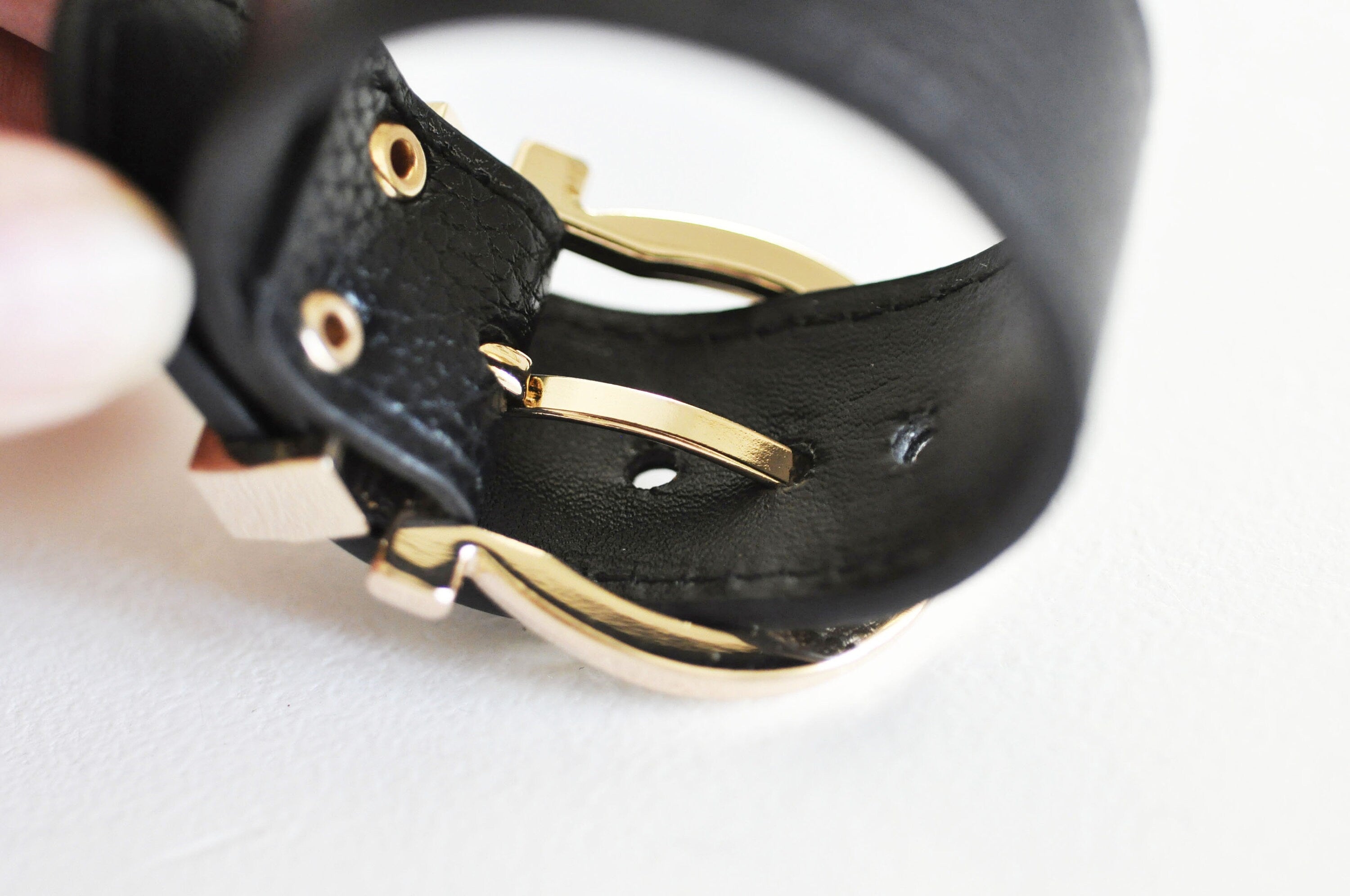 Gingerlily bracelet cuir noir boucle dorée G4790 x1